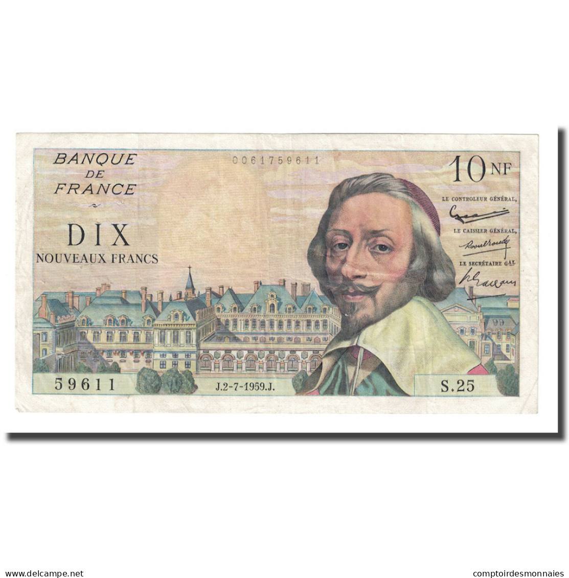 France, 10 Nouveaux Francs, Richelieu, 1959, 1959-07-02, SUP, Fayette:57.2 - 10 NF 1959-1963 ''Richelieu''