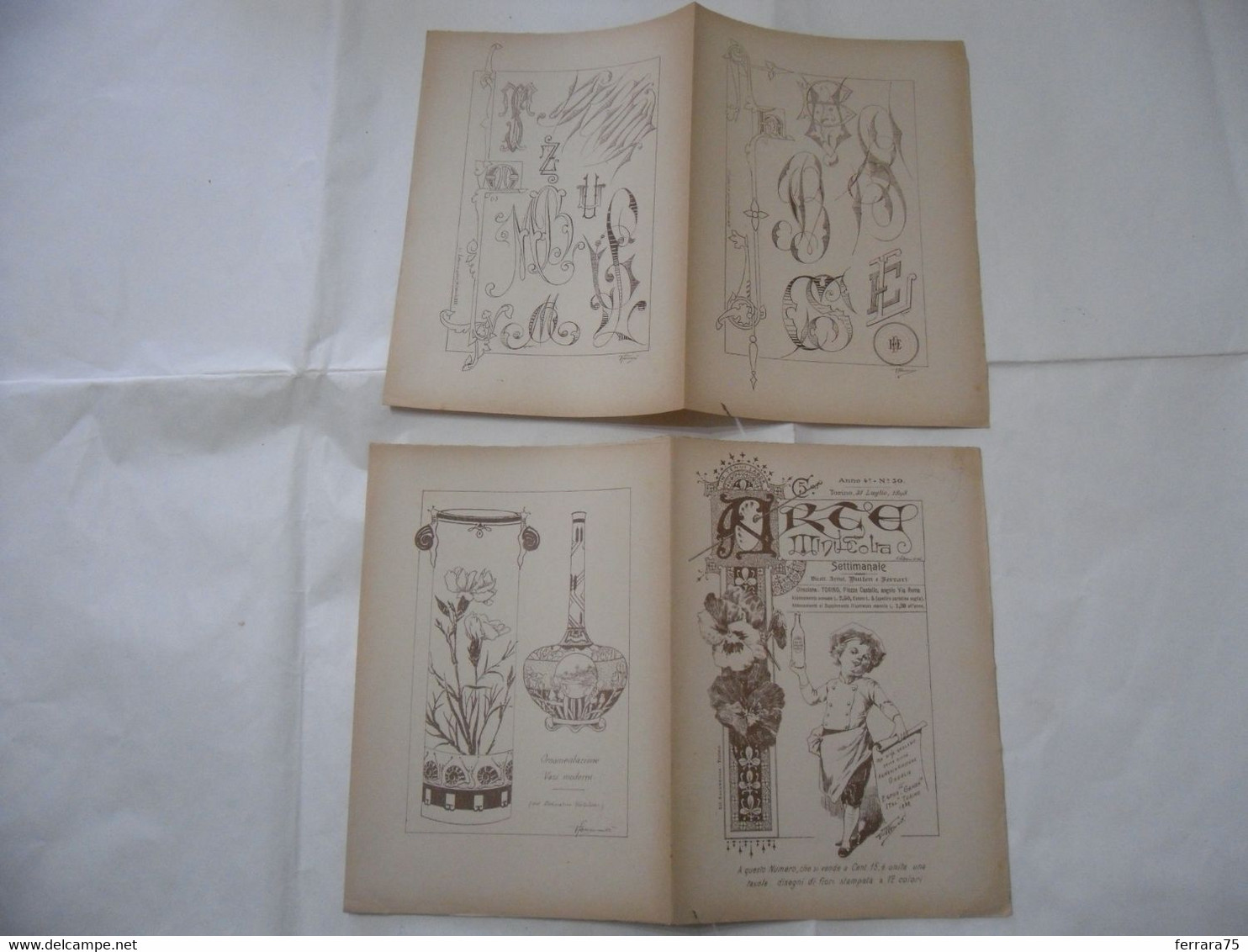 ARTE MINUSCOLA LEZIONE DI DISEGNO ARTE MODA ARALDICA LIBERTY SCRITTURA 1898-61 - Libri Antichi