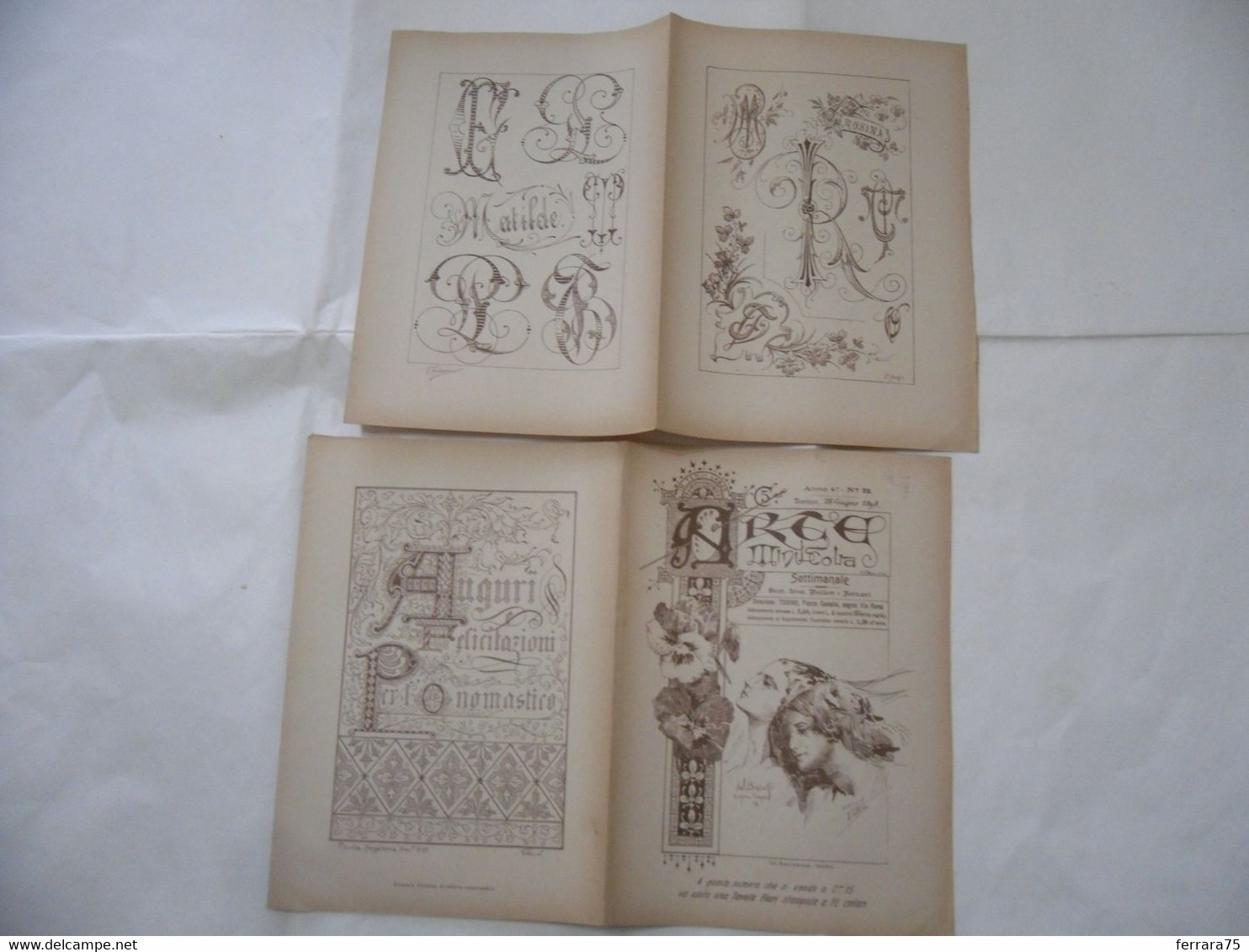 ARTE MINUSCOLA LEZIONE DI DISEGNO ARTE MODA ARALDICA LIBERTY SCRITTURA 1898-62 - Libri Antichi
