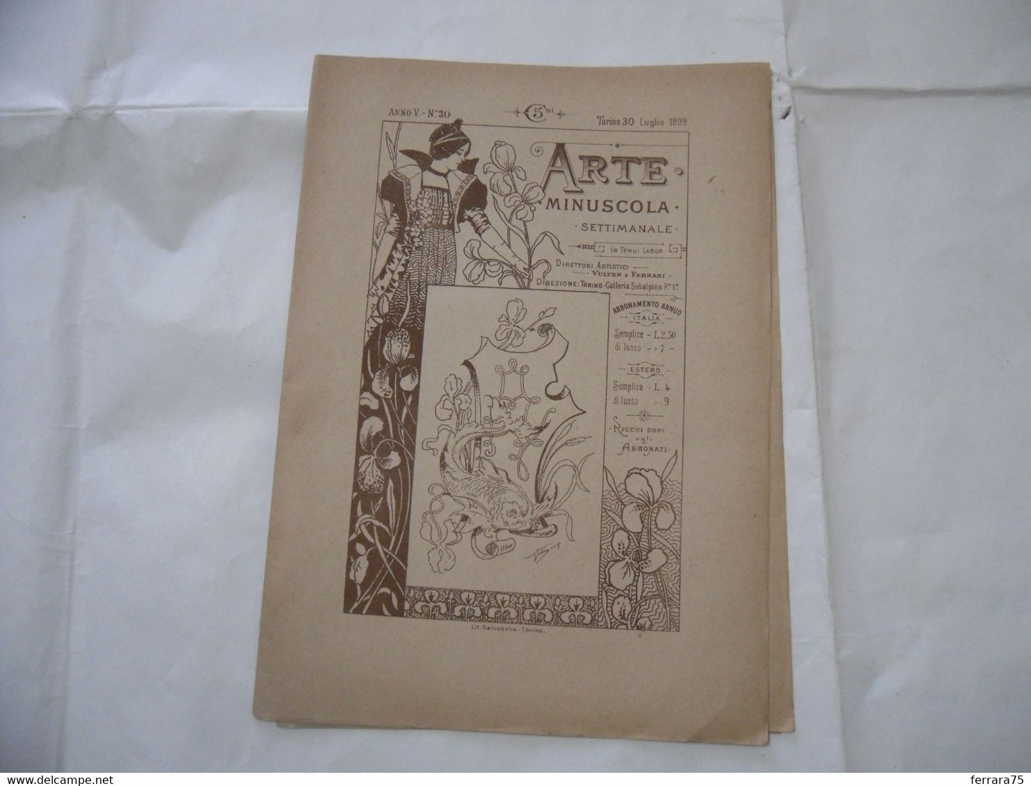 ARTE MINUSCOLA LEZIONE DI DISEGNO ARTE MODA ARALDICA LIBERTY SCRITTURA 1899-63 - Libri Antichi