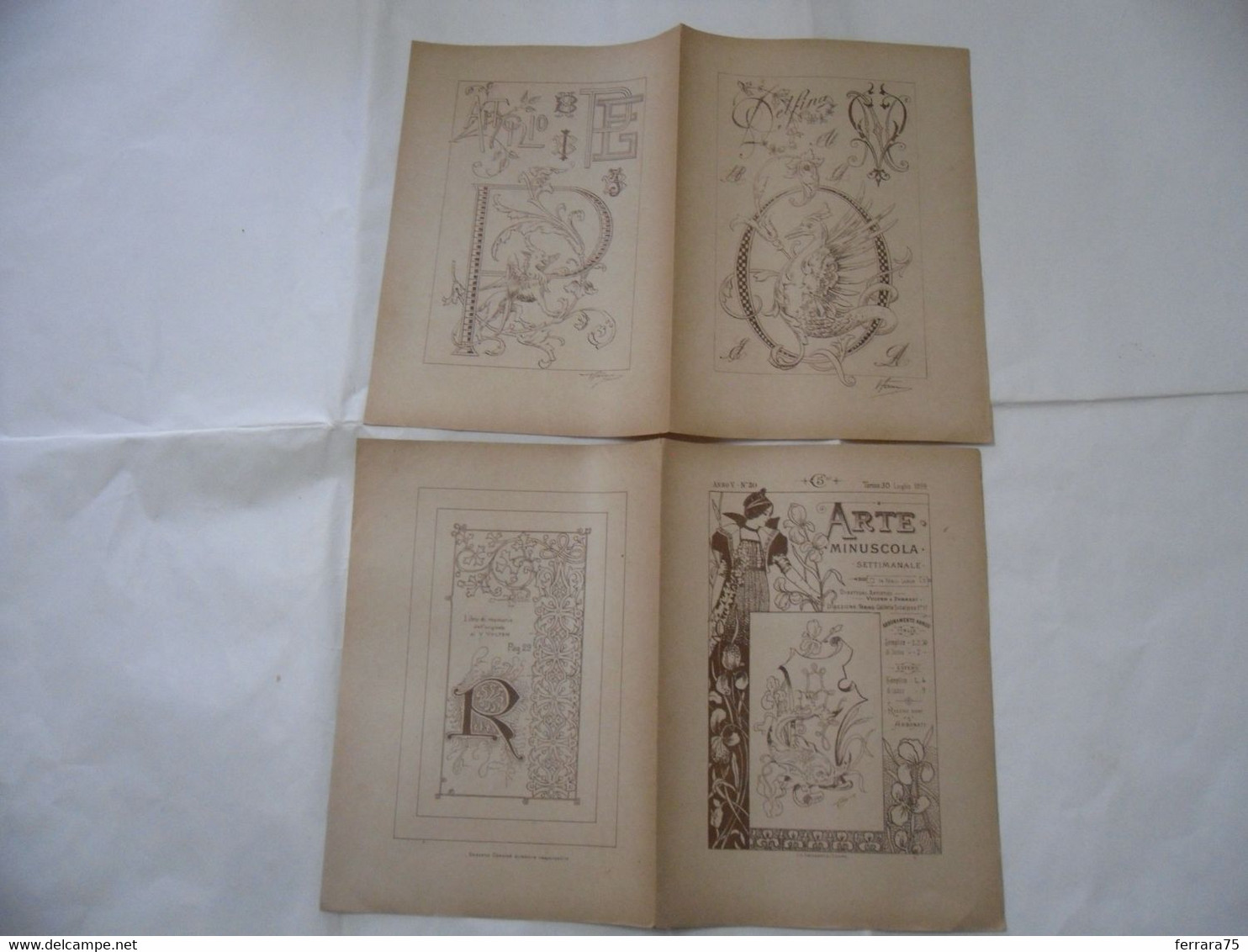 ARTE MINUSCOLA LEZIONE DI DISEGNO ARTE MODA ARALDICA LIBERTY SCRITTURA 1899-63 - Libri Antichi