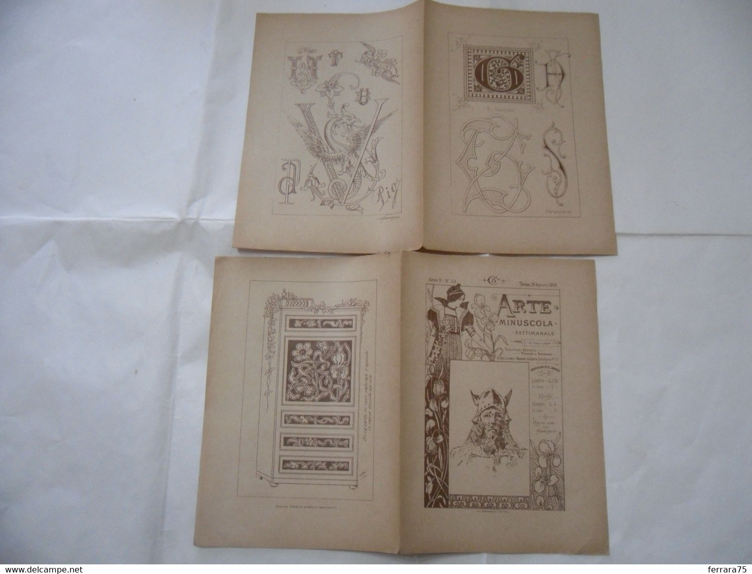 ARTE MINUSCOLA LEZIONE DI DISEGNO ARTE MODA ARALDICA LIBERTY SCRITTURA 1899-64 - Libri Antichi