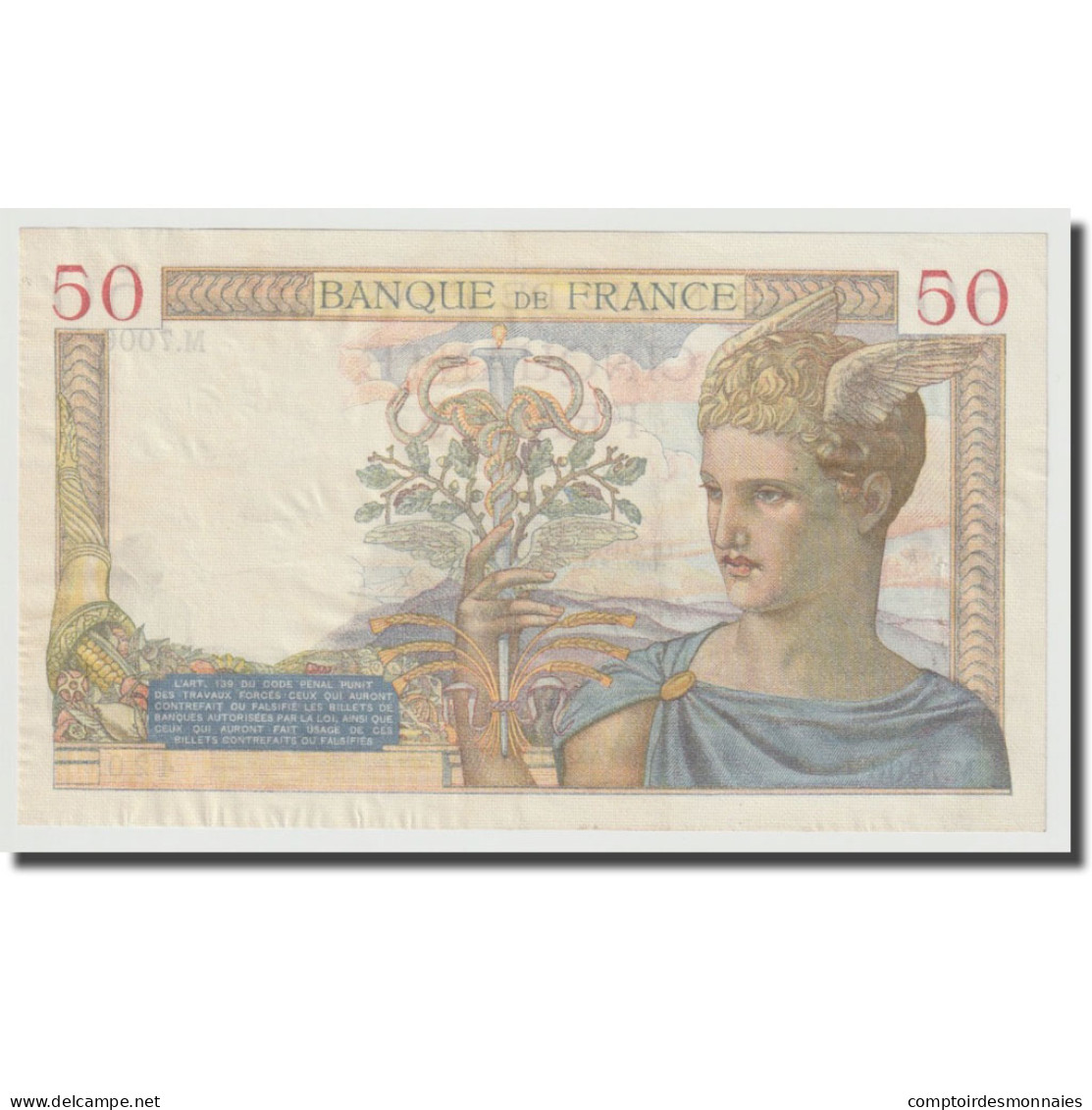 France, 50 Francs, Cérès, 1937, 1937-11-04, SPL+, Fayette:18.4, KM:85b - 50 F 1934-1940 ''Cérès''