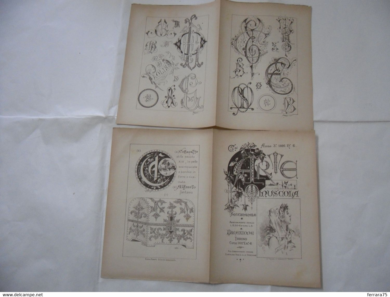 ARTE MINUSCOLA LEZIONE DI DISEGNO ARTE MODA ARALDICA LIBERTY SCRITTURA 1897-66 - Libri Antichi