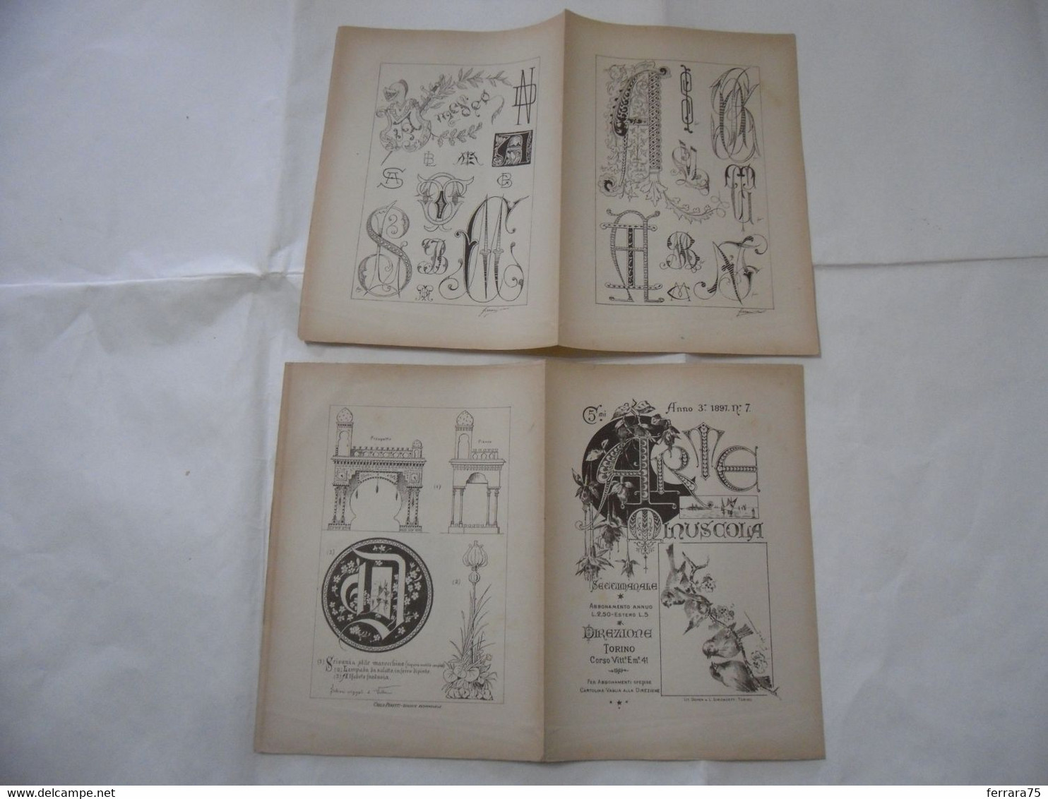 ARTE MINUSCOLA LEZIONE DI DISEGNO ARTE MODA ARALDICA LIBERTY SCRITTURA 1897-67 - Libri Antichi
