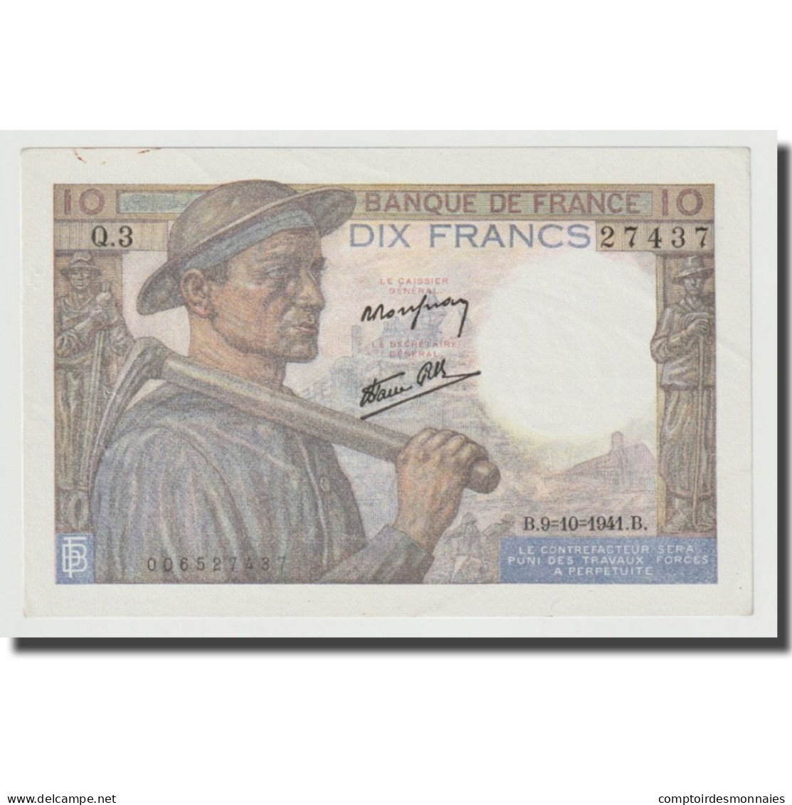 France, 10 Francs, Mineur, 1942, 1942-11-26, NEUF, Fayette:8.6, KM:99a - 10 F 1941-1949 ''Mineur''