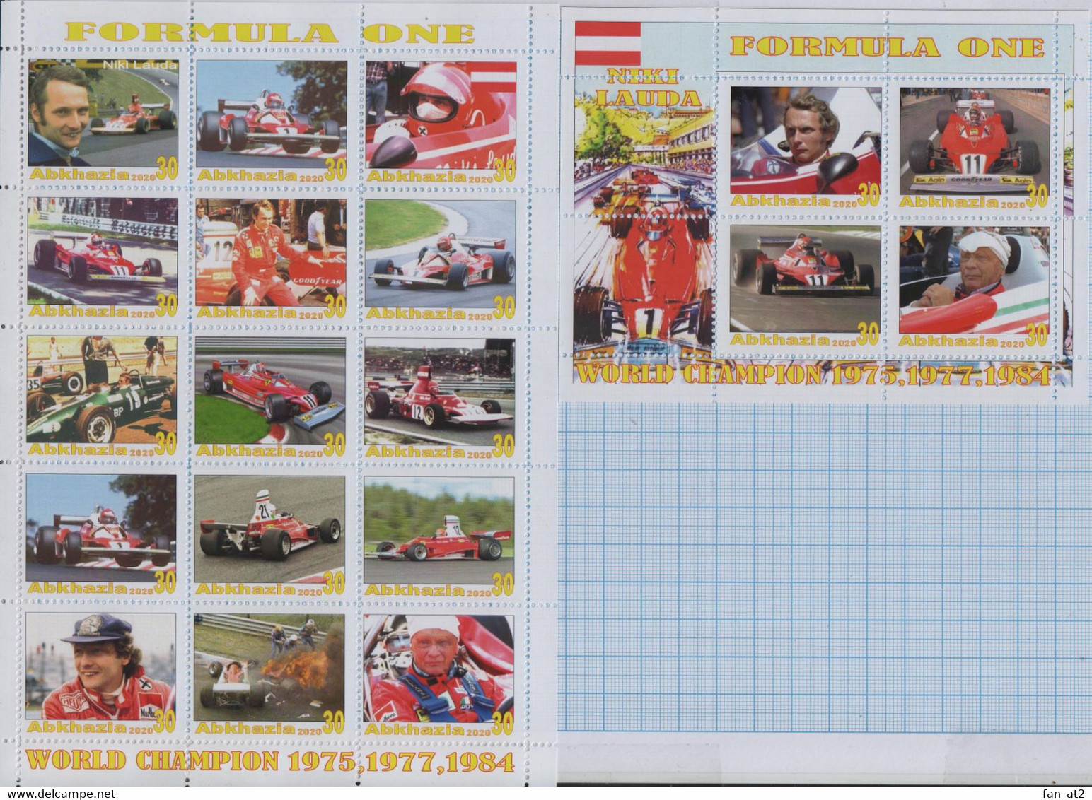 Fantazy Labels Private Issue World Championship Formula One 1970-80s Cars Race Driver Niki Lauda Austria. 2020 - Fantasie Vignetten