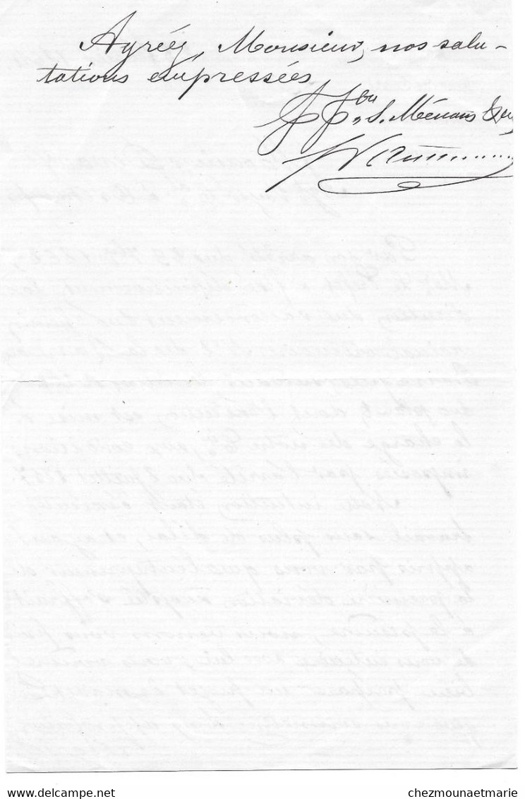 1864 FRAISANS (JURA) - FORGES DE FRANCHE COMTE MENANS POUR M. DEVAUX AGENT VOYER A ORCHAMPS - L.A.S. LETTRE A ENTETE - Documents Historiques