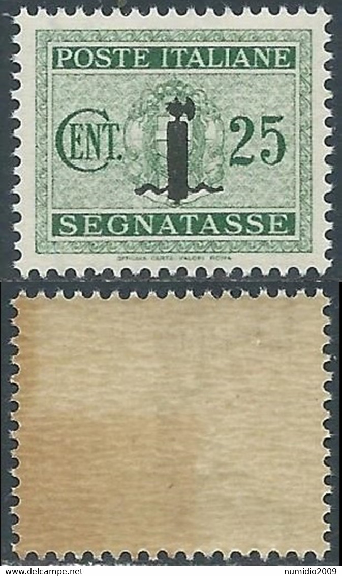 1944 RSI SEGNATASSE 25 CENT GOMMA BICOLORE NO LINGUELLA - RDB3-7 - Strafport