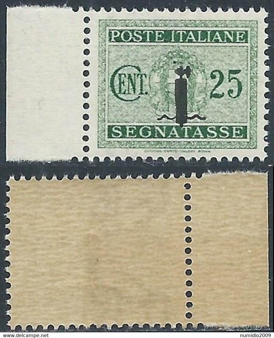 1944 RSI SEGNATASSE 25 CENT GOMMA BICOLORE NO LINGUELLA - RDB3-2 - Postage Due