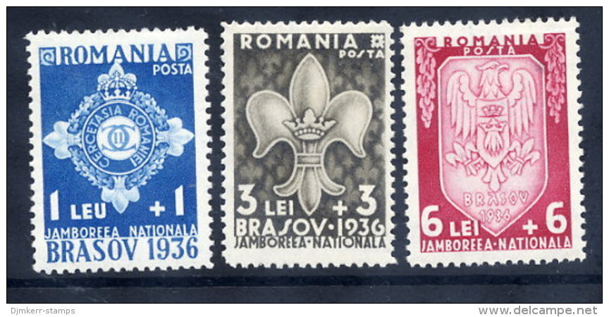 .ROMANIA 1936 Scout Jamboree Set  MNH / **.  Michel 516-18 - Unused Stamps