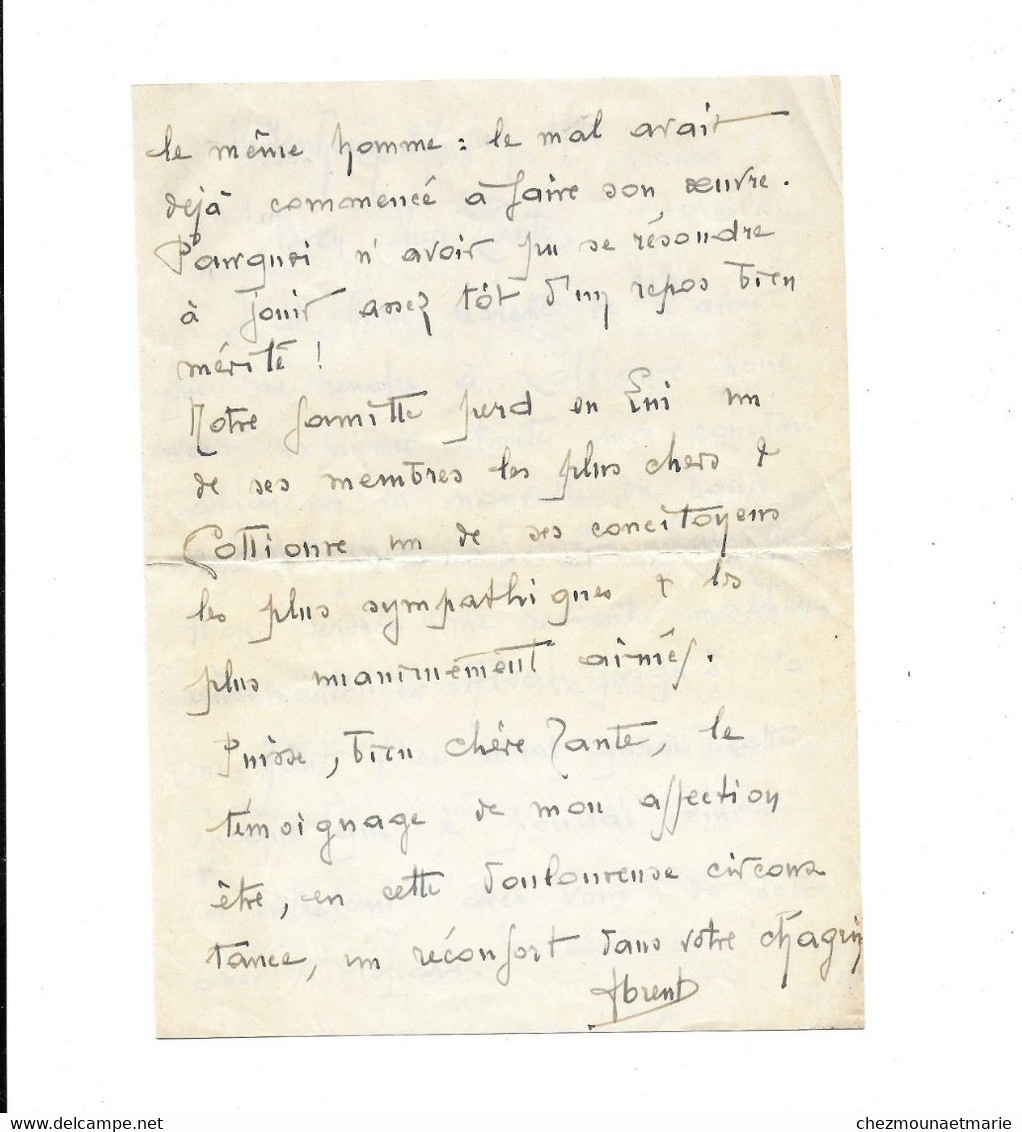 1924 WITTENHEIM - LETTRE DE COMPASSION D UN SOLDAT POUR SA TANTE A COLLIOURE SUITE À UN DECES (PASCAL) - Manuscripts