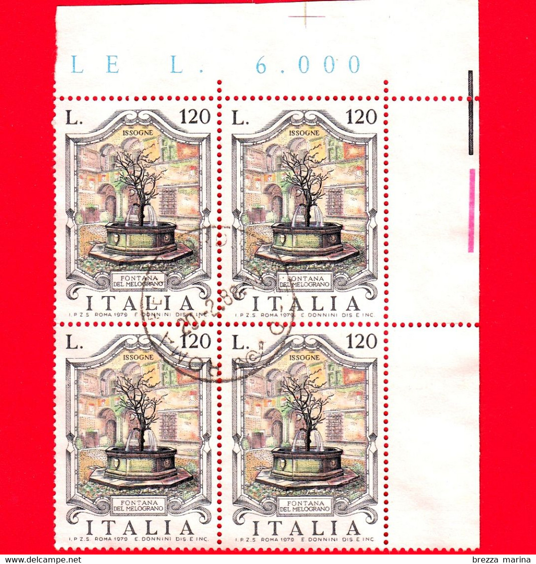 ITALIA - Usato - 1979 - Fontane - 120 L. • Fontana Del Melograno, A Castello D'Issogne - Quartina - 1971-80: Used