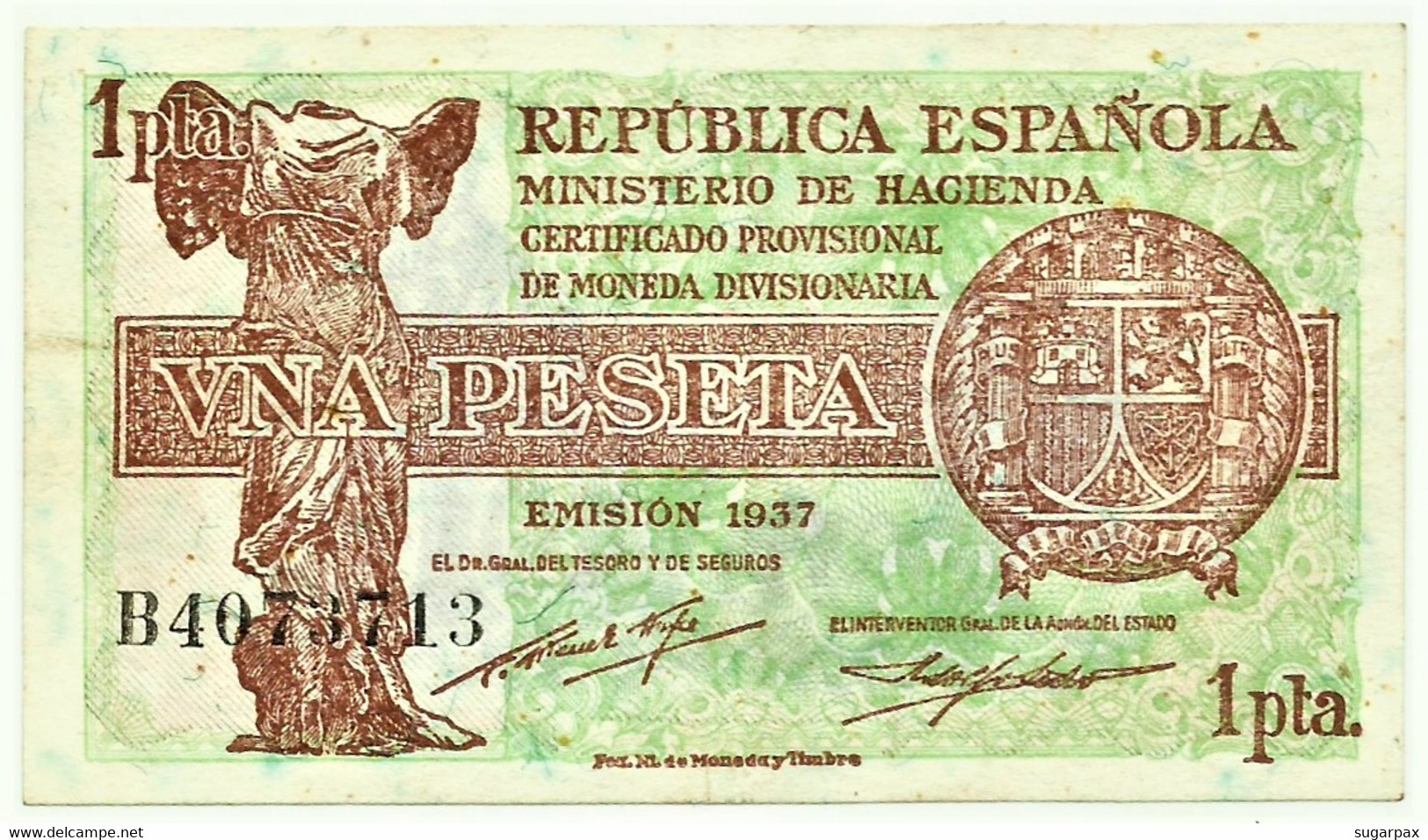 ESPAÑA - 1 Peseta - 1937 - Pick 94 - Serie B - Guerra Civil War Spain - 1-2 Pesetas