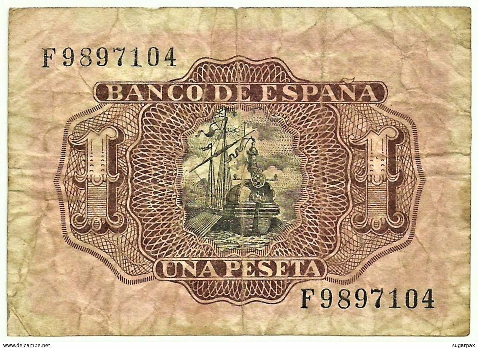 ESPAÑA - 1 Peseta - 22.07.1953 - Pick 144 - SERIE F - Spain - Marquês De Santa Cruz - 1-2 Pesetas