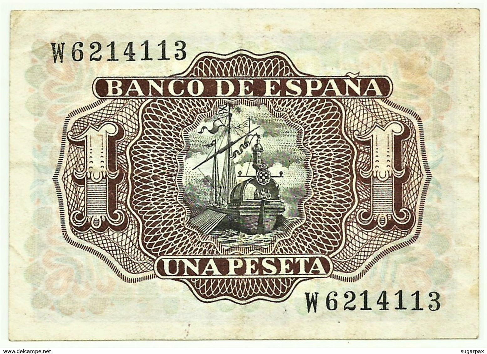 ESPAÑA - 1 Peseta - 22.07.1953 - Pick 144 - SERIE W - Spain - Marquês De Santa Cruz - 1-2 Peseten