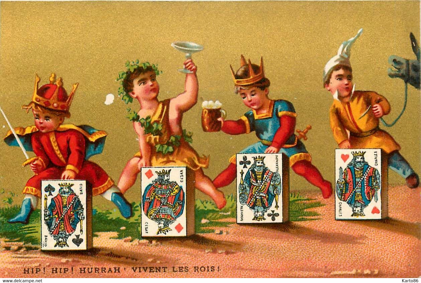 Cartes à Jouer , Jeu De Carte * 3 Images Anciennes Chromos * Illustrateur * Les Rois , Les Dix Et Les Valets ! - Cartes à Jouer