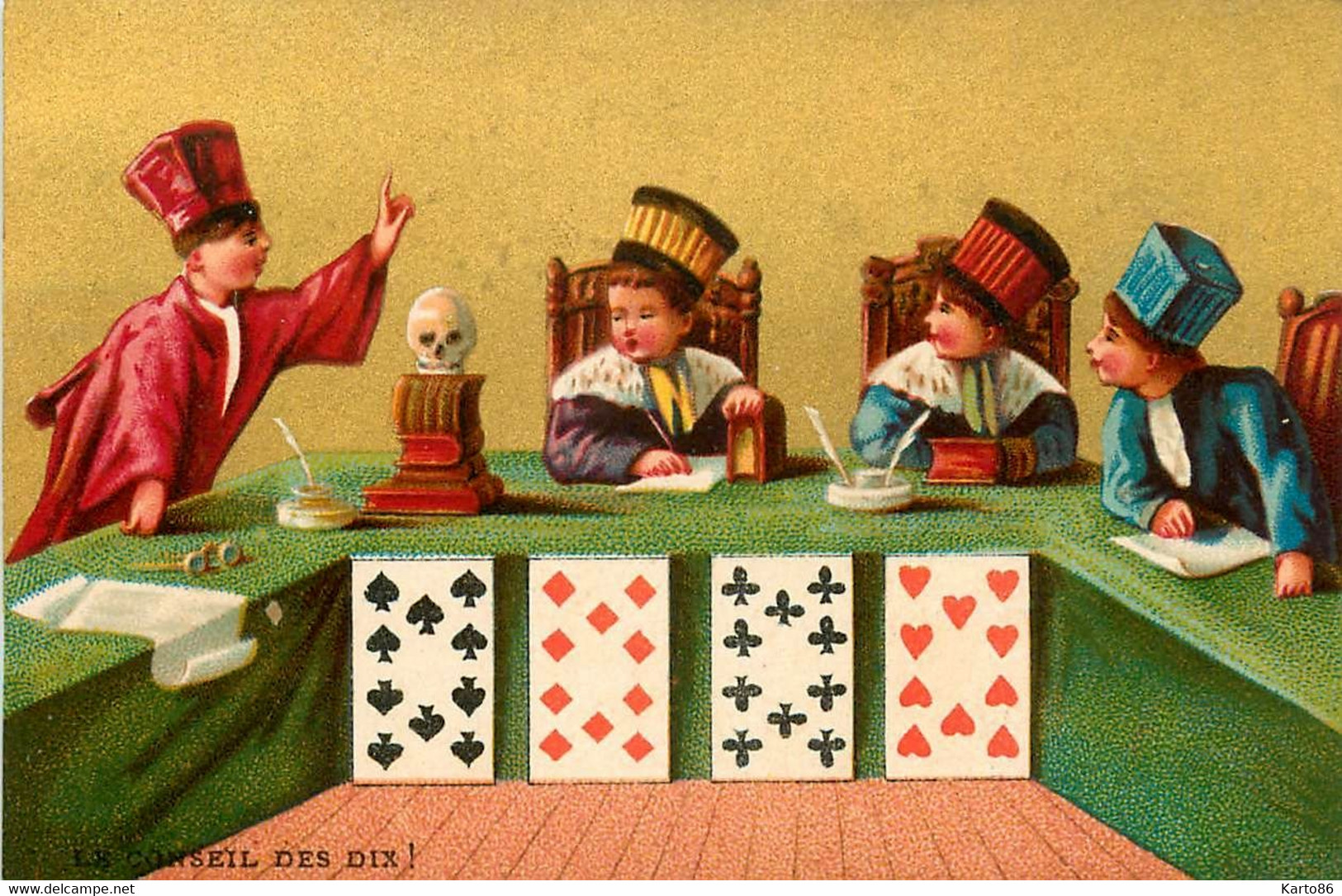 Cartes à Jouer , Jeu De Carte * 3 Images Anciennes Chromos * Illustrateur * Les Rois , Les Dix Et Les Valets ! - Speelkaarten