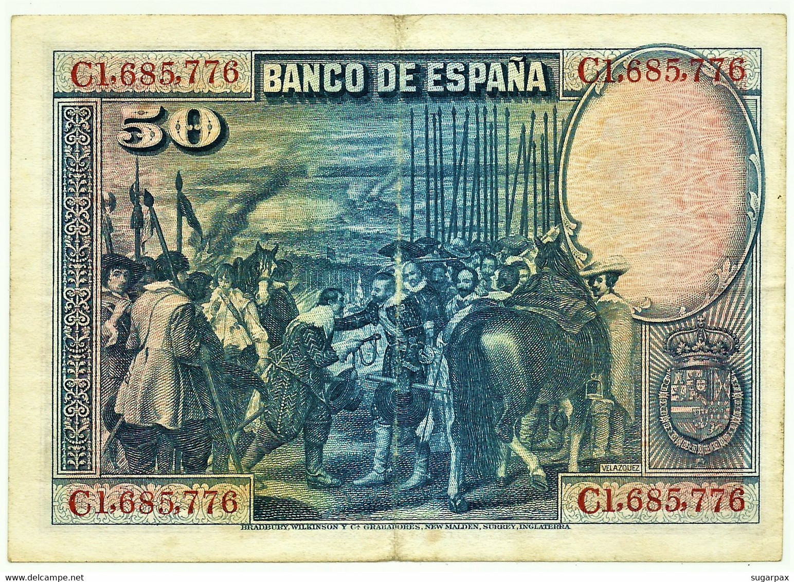 ESPAÑA - 50 Pesetas - 15.08.1928 - Pick 75.c - Serie C - Diego Velázquez - Kingdom - 50 Pesetas