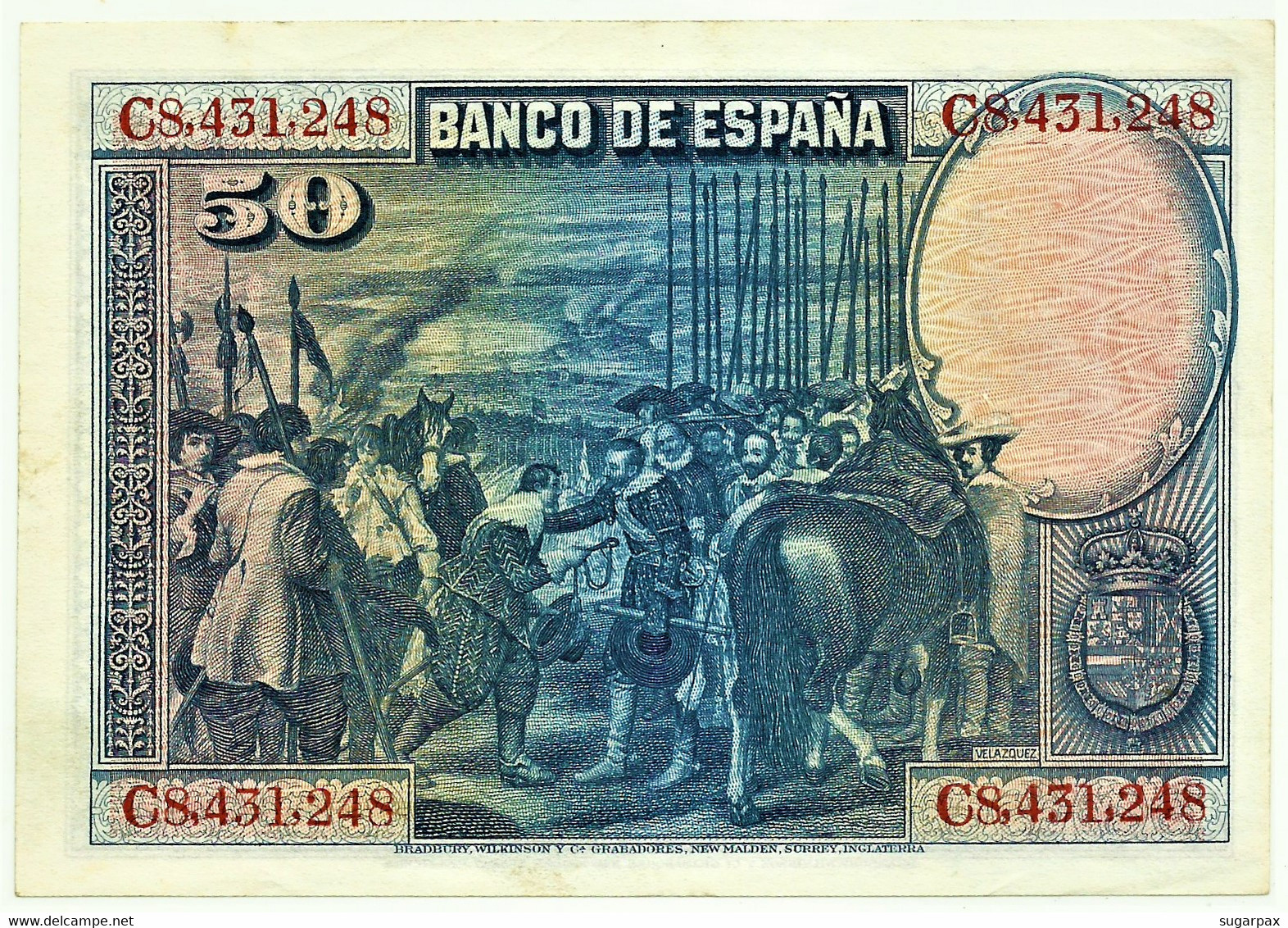 ESPAÑA - 50 Pesetas - 15.08.1928 - Pick 75.c - Serie C - Diego Velázquez - Kingdom - 50 Peseten