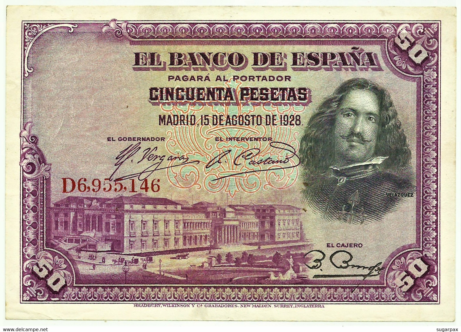 ESPAÑA - 50 Pesetas - 15.08.1928 - Pick 75.c - Serie D - Diego Velázquez - Kingdom - 50 Peseten