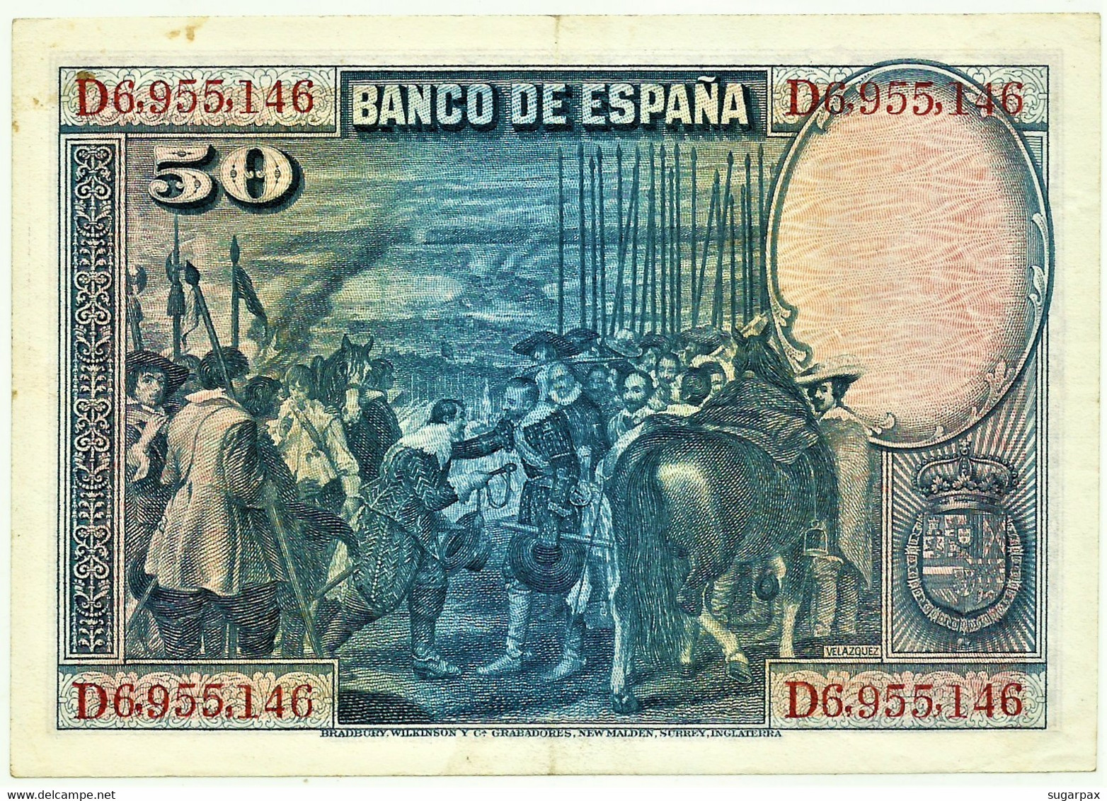 ESPAÑA - 50 Pesetas - 15.08.1928 - Pick 75.c - Serie D - Diego Velázquez - Kingdom - 50 Peseten