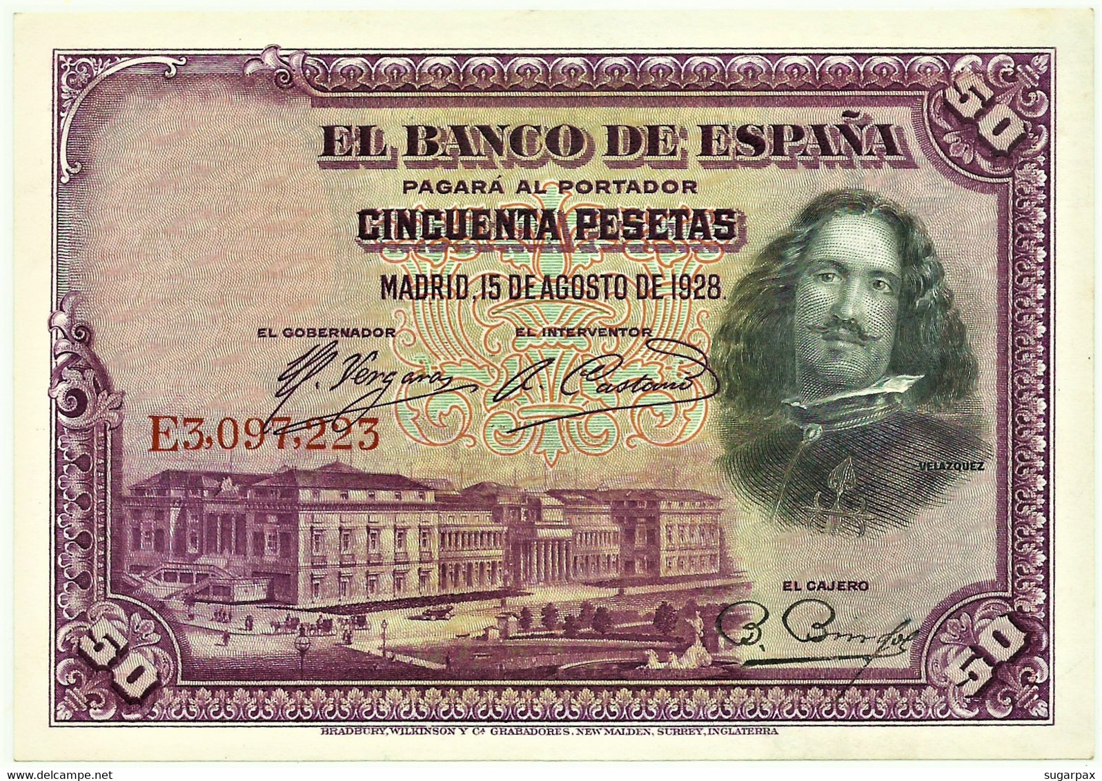 ESPAÑA - 50 Pesetas - 15.08.1928 - Pick 75.c - Serie E - Diego Velázquez - Kingdom - 50 Peseten