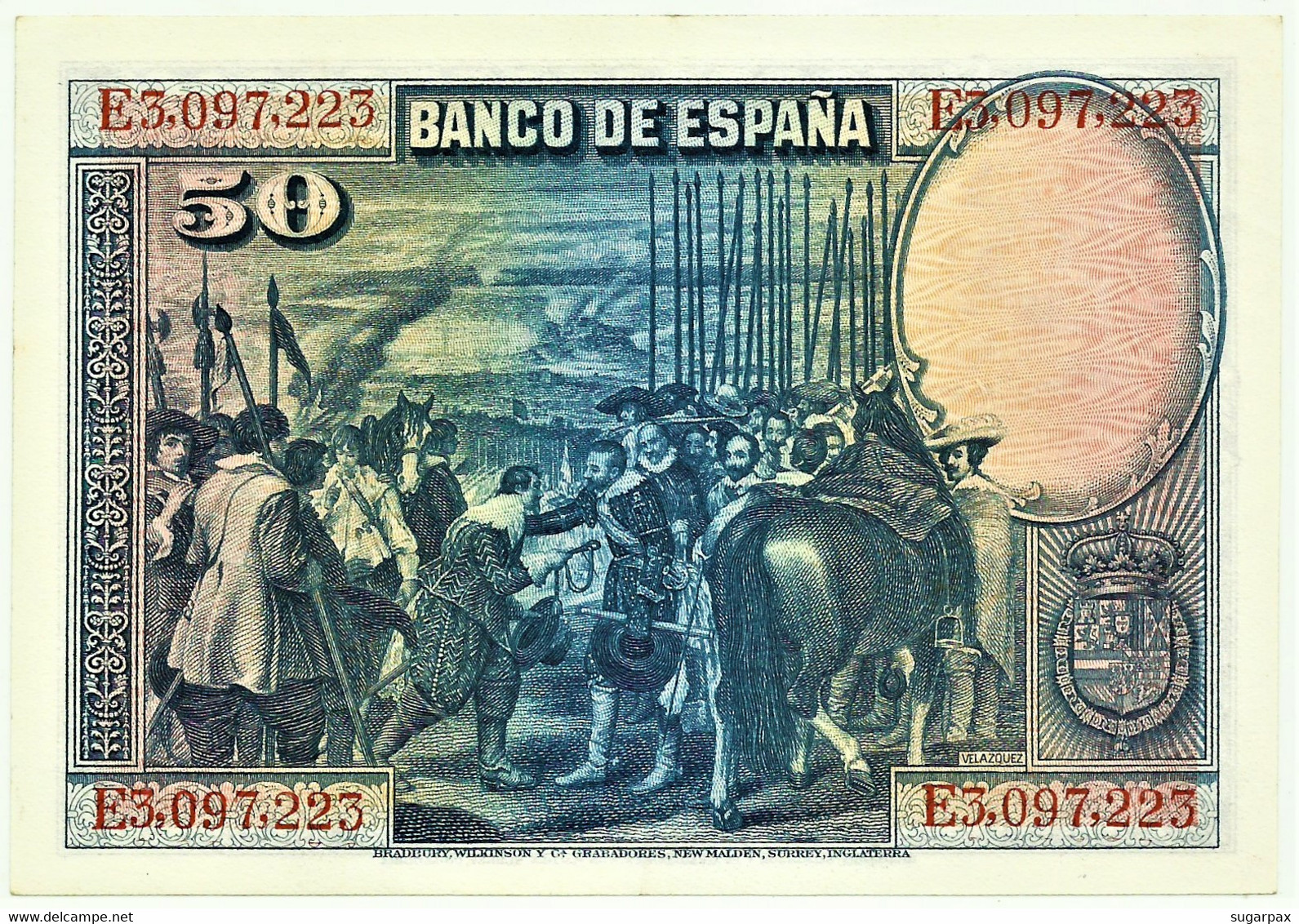 ESPAÑA - 50 Pesetas - 15.08.1928 - Pick 75.c - Serie E - Diego Velázquez - Kingdom - 50 Peseten