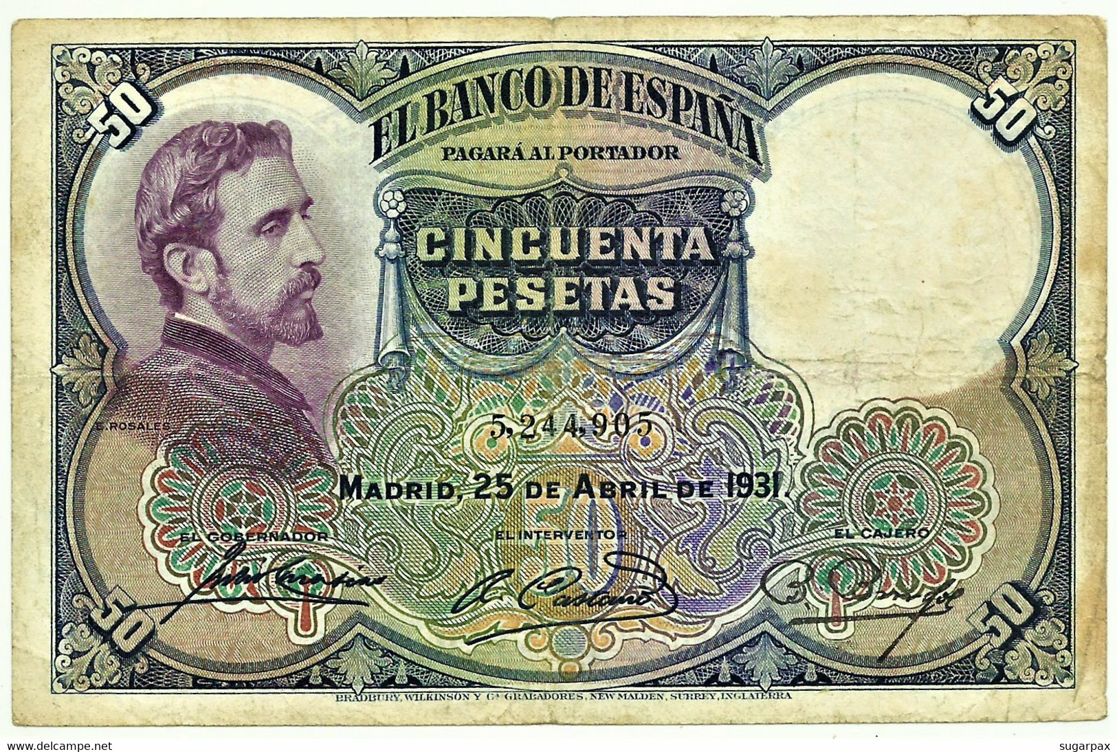 ESPAÑA - 50 Pesetas - 25.04.1931 - Pick 82 - Eduardo Rosales - II Republica - 50 Pesetas