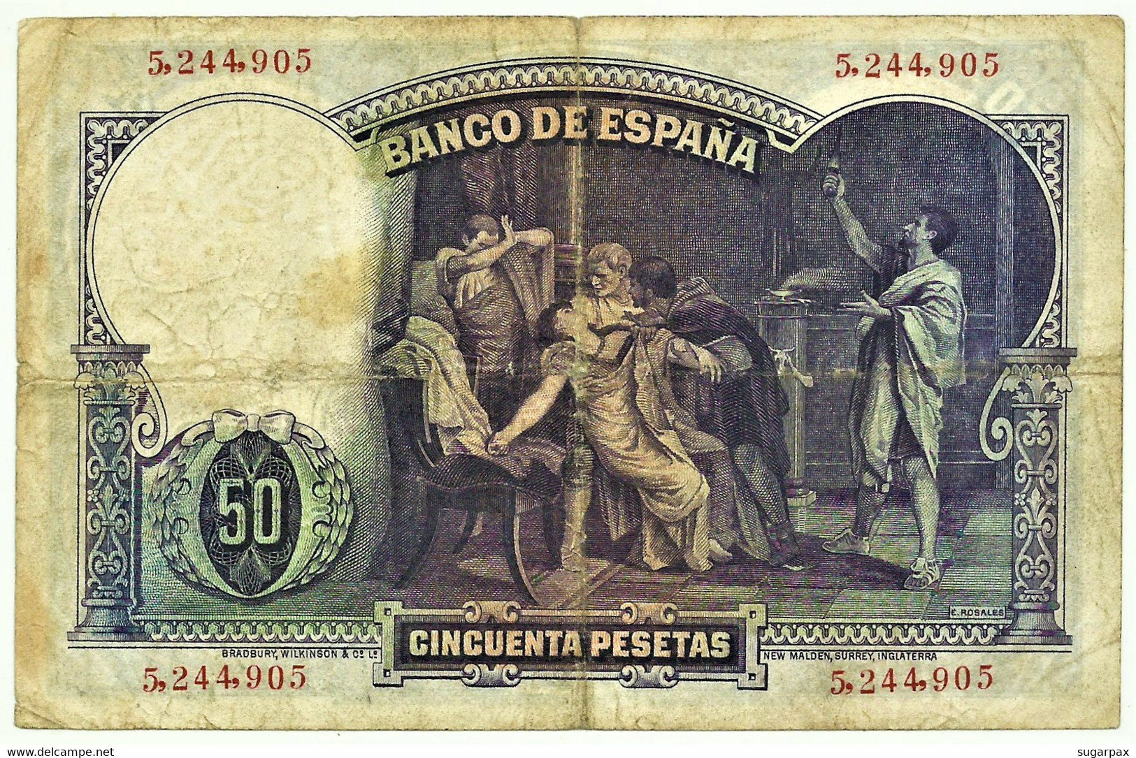 ESPAÑA - 50 Pesetas - 25.04.1931 - Pick 82 - Eduardo Rosales - II Republica - 50 Pesetas