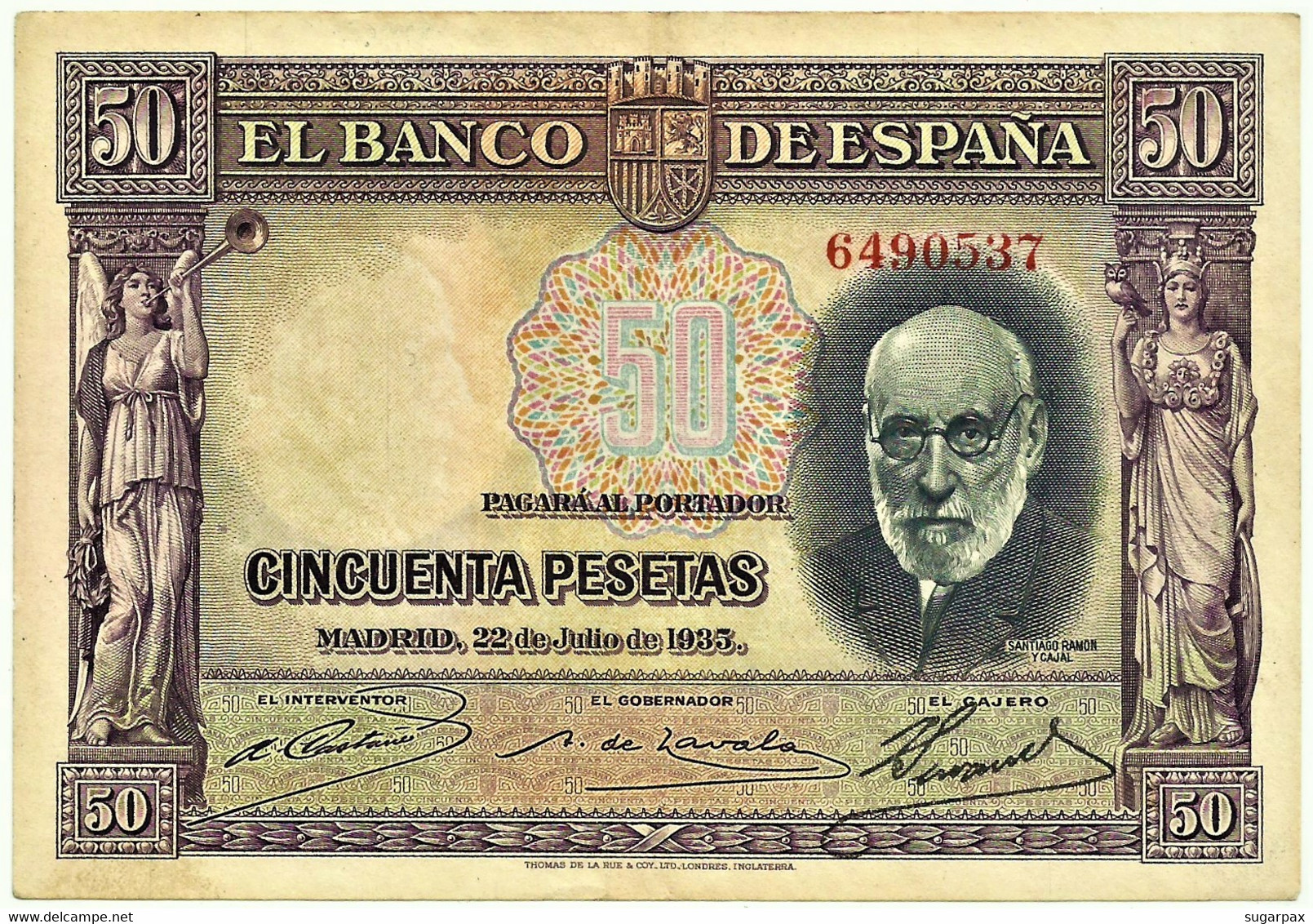 ESPAÑA - 50 Pesetas - 22.07.1935 - Pick 88 - Santiago Ramon Y Cajal - II Republica - 50 Pesetas