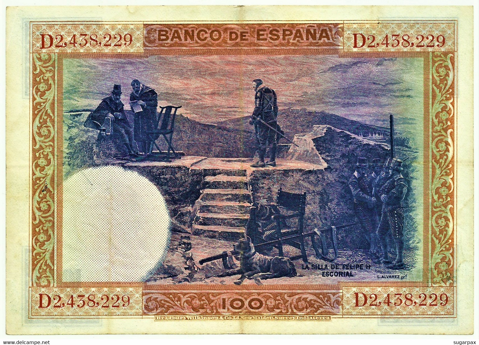 ESPAÑA - 100 Pesetas - ND 1936 ( Old Date - 01.07.1925 ) - Pick 69.c - Serie D - Filipe II - II Republica - 100 Peseten