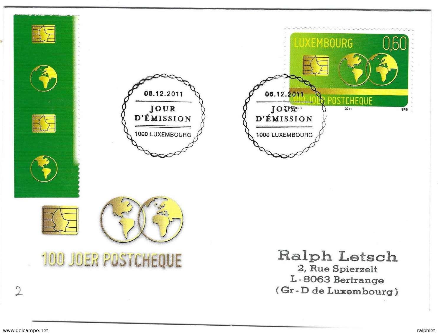 Luxembourg 2011 Compte Cheque Postal Postcheque Postgiro - Cartas & Documentos