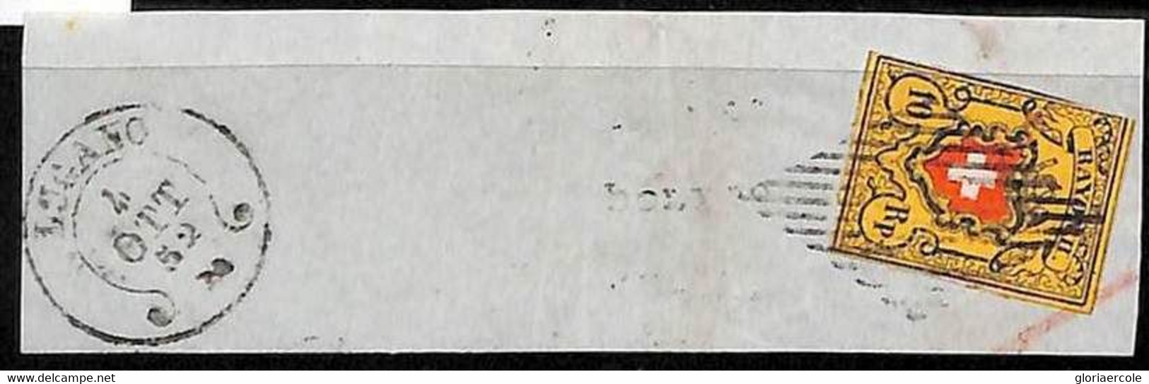 94983e - SWITZERLAND - STAMP - Yvert # 16 II - Very Fine USED On Cover CUT-OUT Lugano 1852 - Other & Unclassified