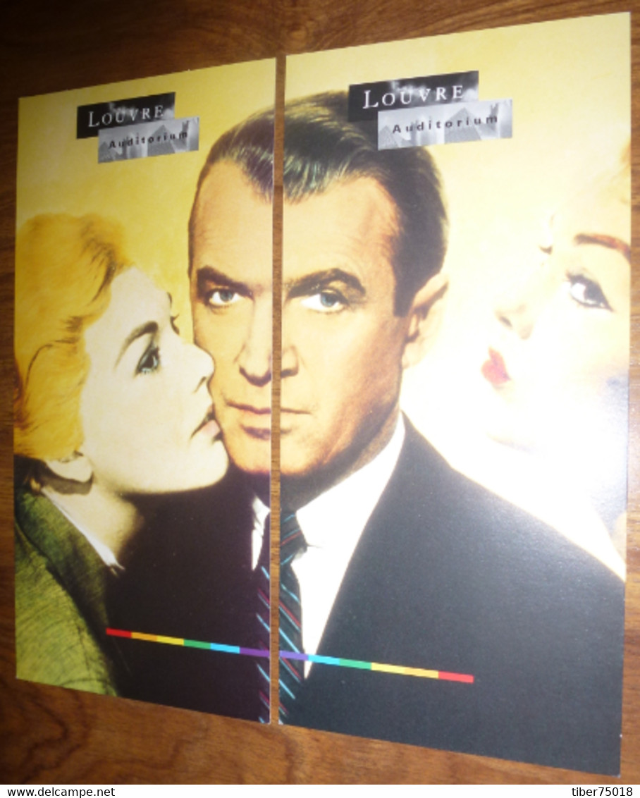 2 Cartons Invitation Puzzle "Louvre Auditorium" (cinéma Affiche Film) James Stewart, Kim Novak (Vertigo) - Actors