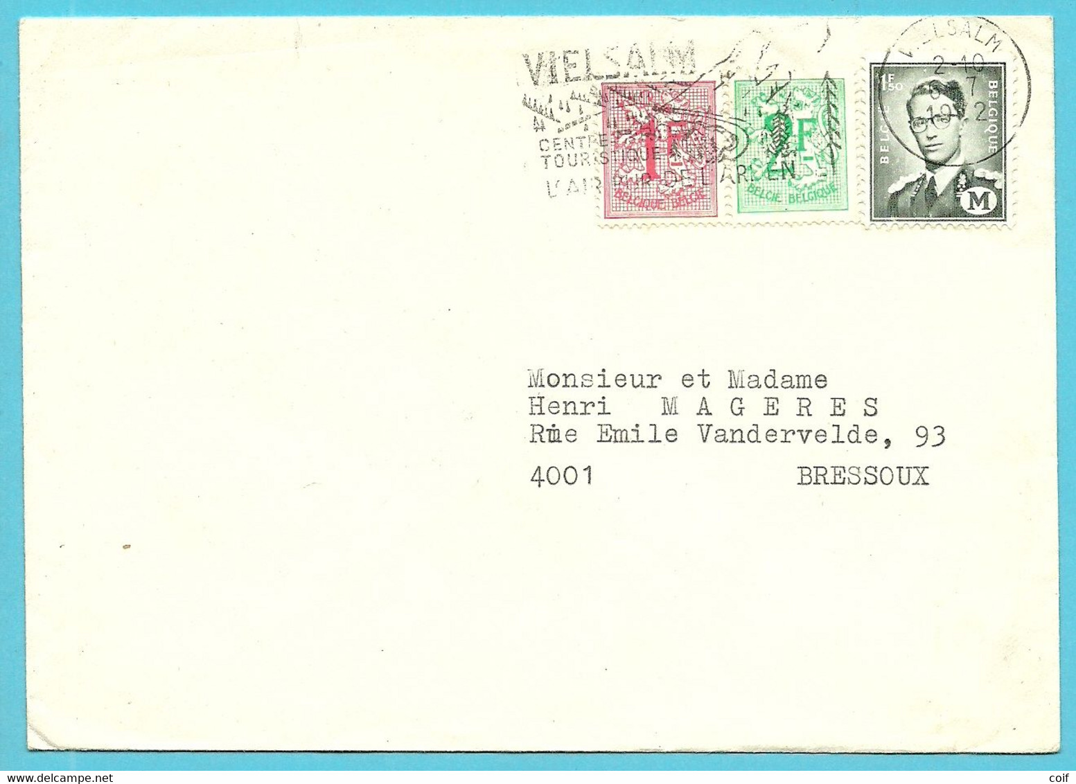 M1+859+1443 (mixte Frankeering) Op Brief Met Stempel VIELSALM - Altri & Non Classificati