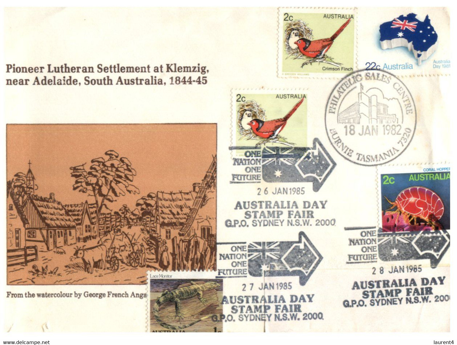 (FF 24) Australia - Greetings From - South Australia Pioneer Lutheran Settlement At Klemzig (1 Cover 1980's) - Autres & Non Classés