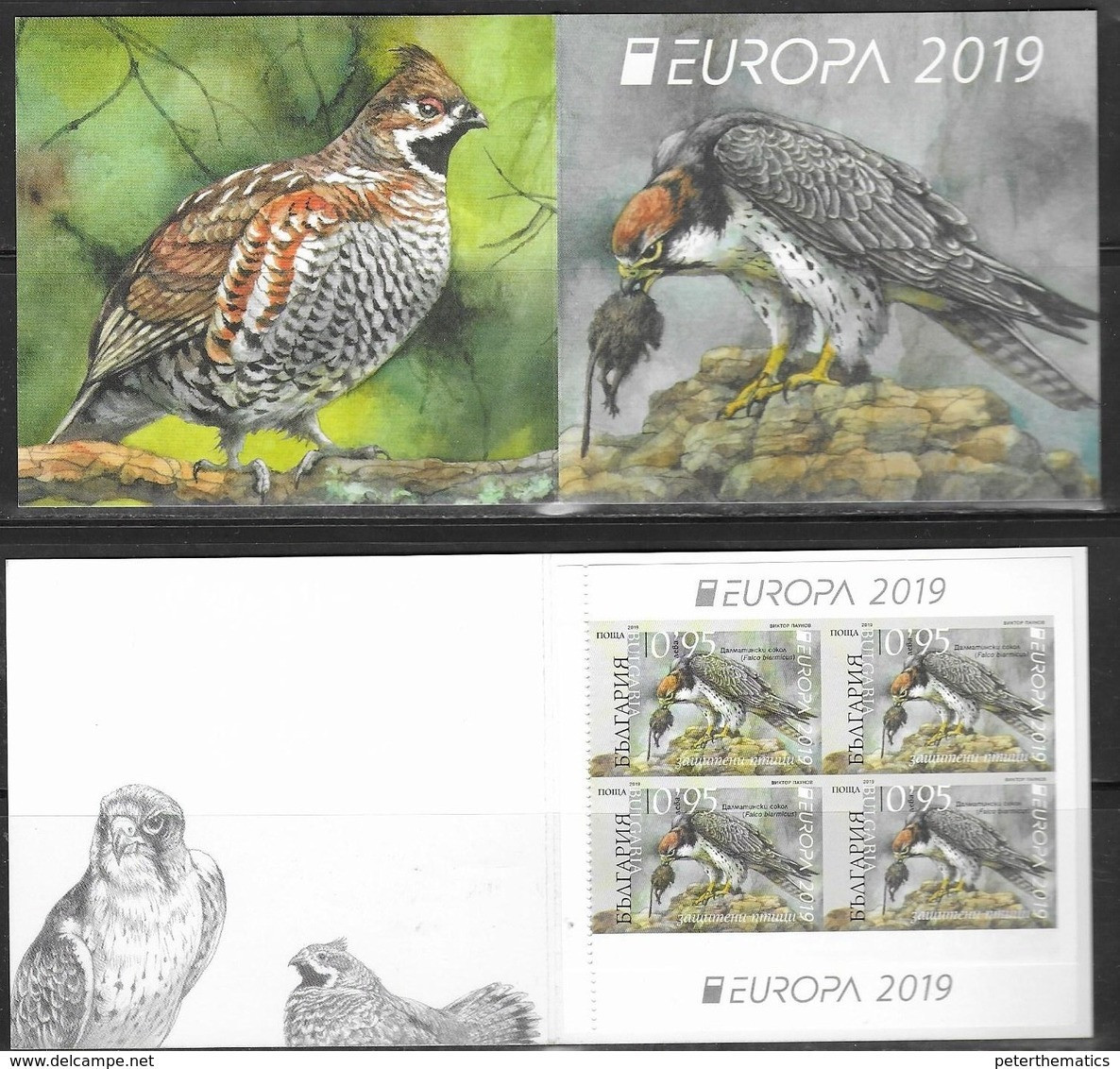 BULGARIA, 2019, MNH,EUROPA, BIRDS, BOOKLET WITH TWO IMPERFORATE PANES (8v) - 2019