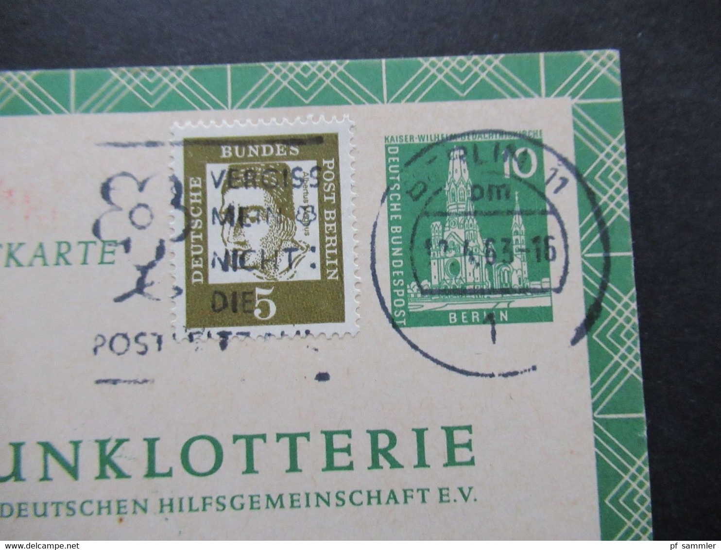 Berlin 1961 Funklotterie Postkarte FP 5 Mit Zusatzfrankatur Bedeutende Deutsche Sonderfrage Struwelpeter - Brieven En Documenten