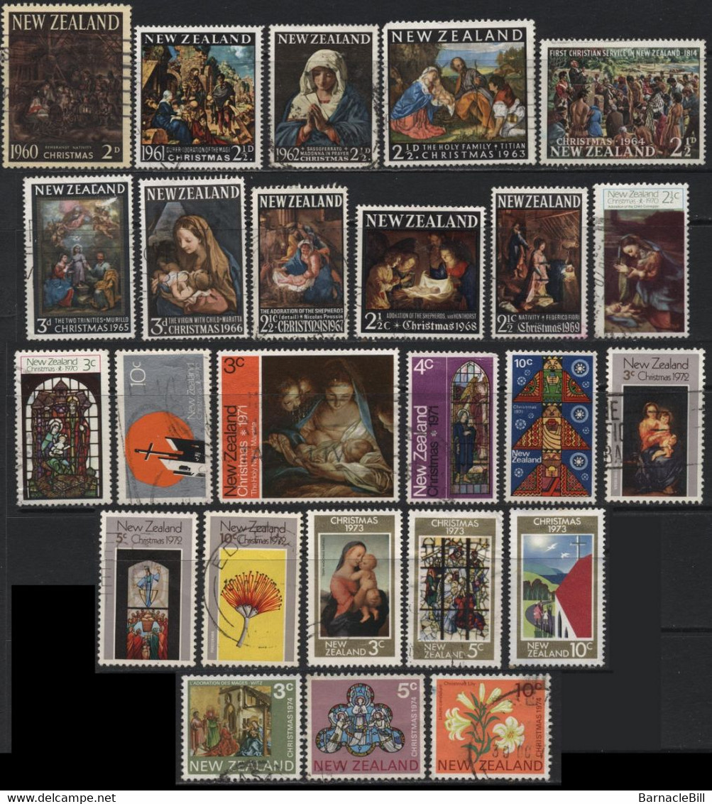 New Zealand (01) About 180 Different Christmas Stamps 1960-2008. Mint & Used. Hinged - Otros & Sin Clasificación