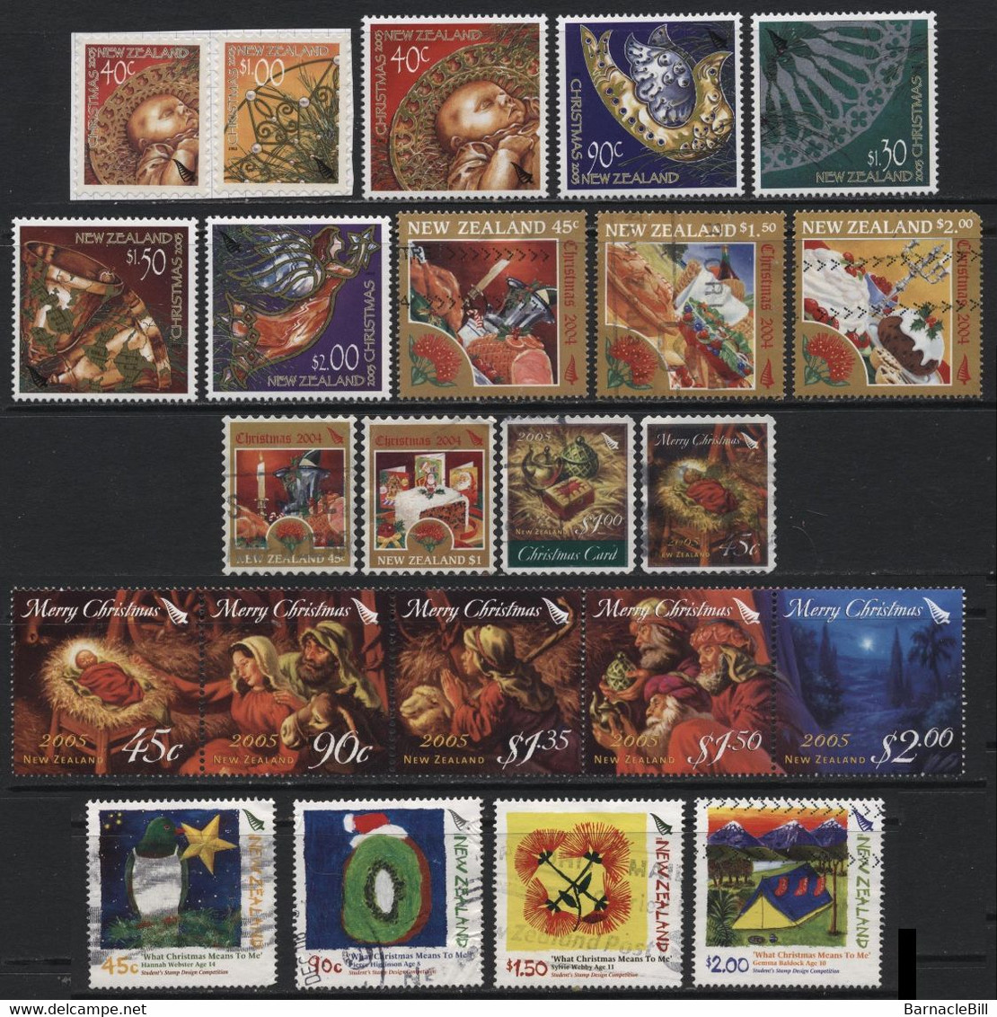 New Zealand (01) about 180 different Christmas stamps 1960-2008. Mint & Used. Hinged