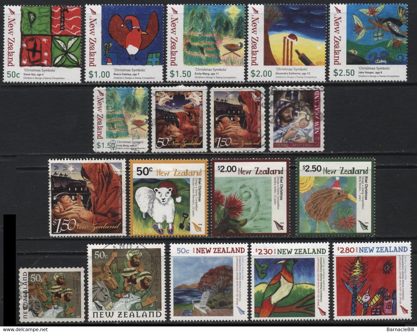 New Zealand (01) about 180 different Christmas stamps 1960-2008. Mint & Used. Hinged
