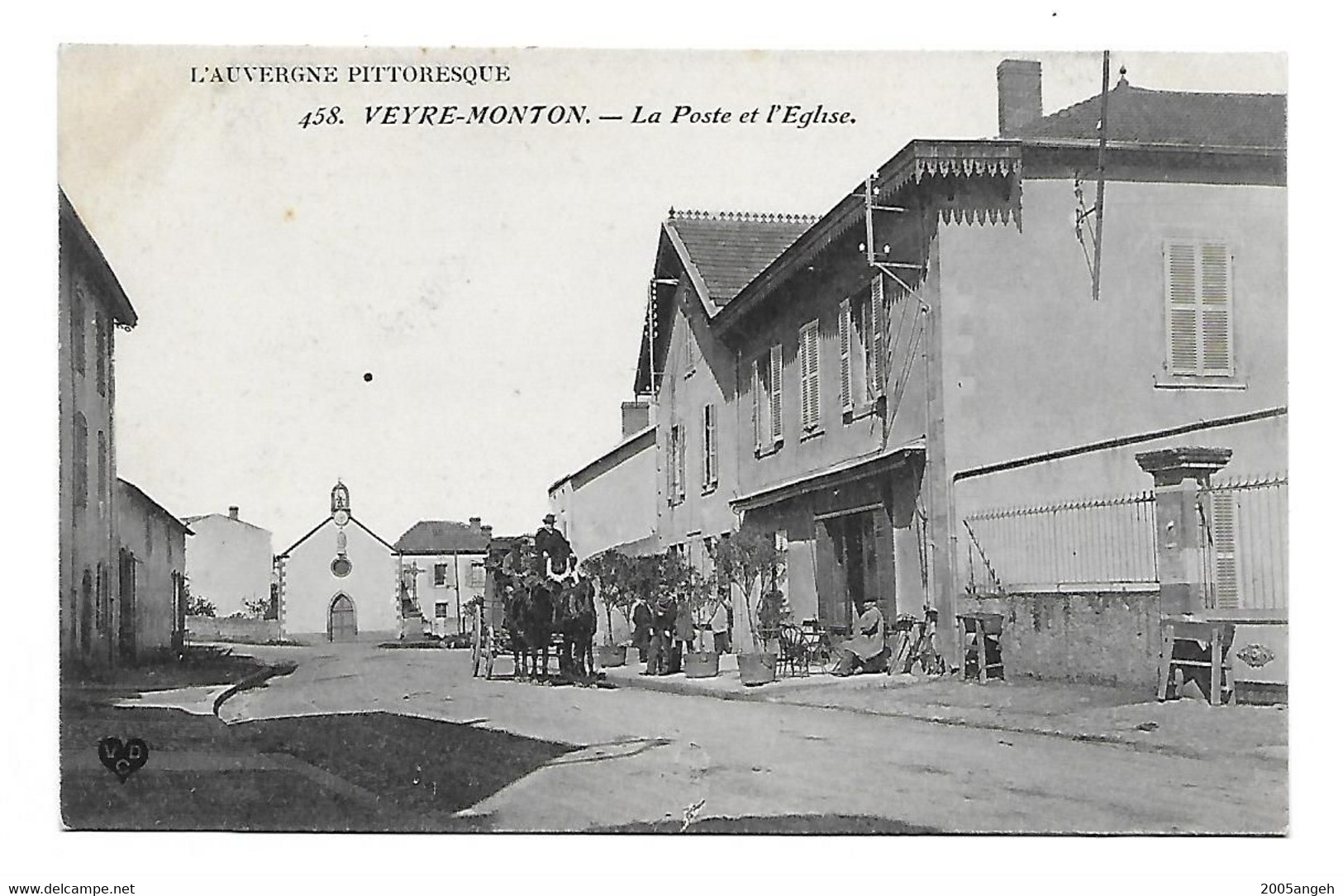 63 Dép.- L'Auvergne Pittoresque - 458. Veyre-Monton.- La Poste Et L'Eglise.  VDC Carte Postale Non Voyagé, Dos Séparé, - Veyre Monton