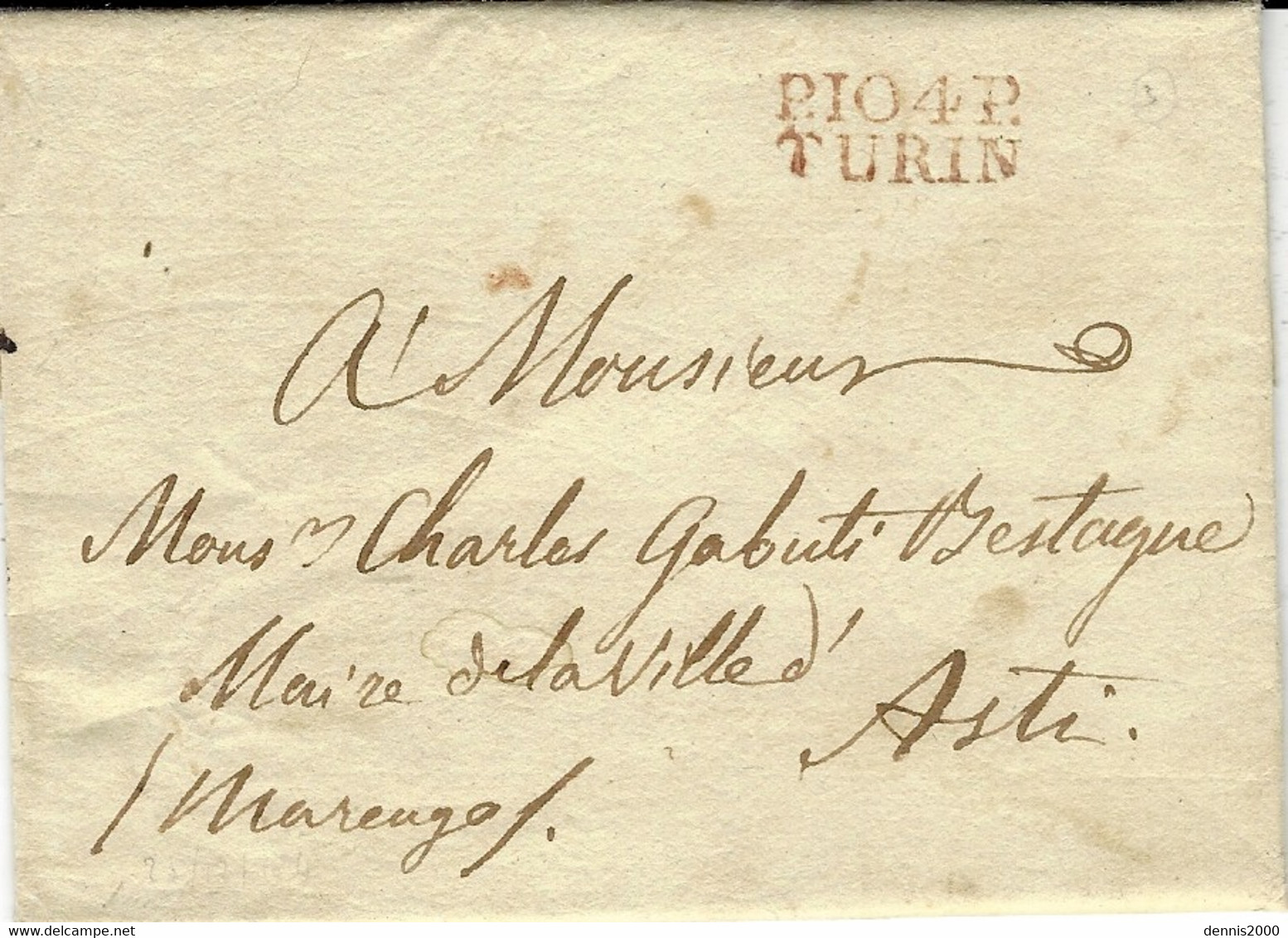 1811- Lettre De P.104/P/  TURIN  ( Eridan )  Pour Asti - 1792-1815: Départements Conquis