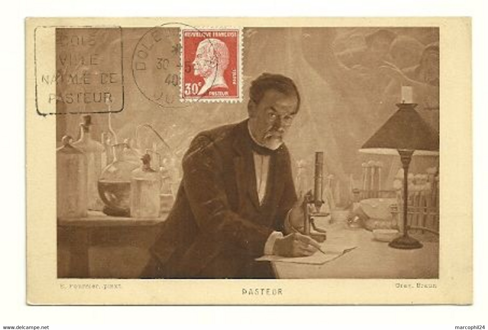 JURA - Dépt N° 39 = DOLE 1940 = CARTE MAXIMUM 'PASTEUR'  + DAGUIN - Louis Pasteur
