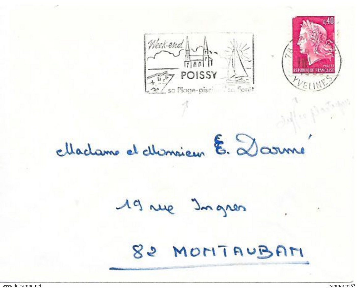 Curiosité 78 Poissy Ppal III-9 1969, Le Jour Est Exprimé Par 3 Barres Verticales - Covers & Documents