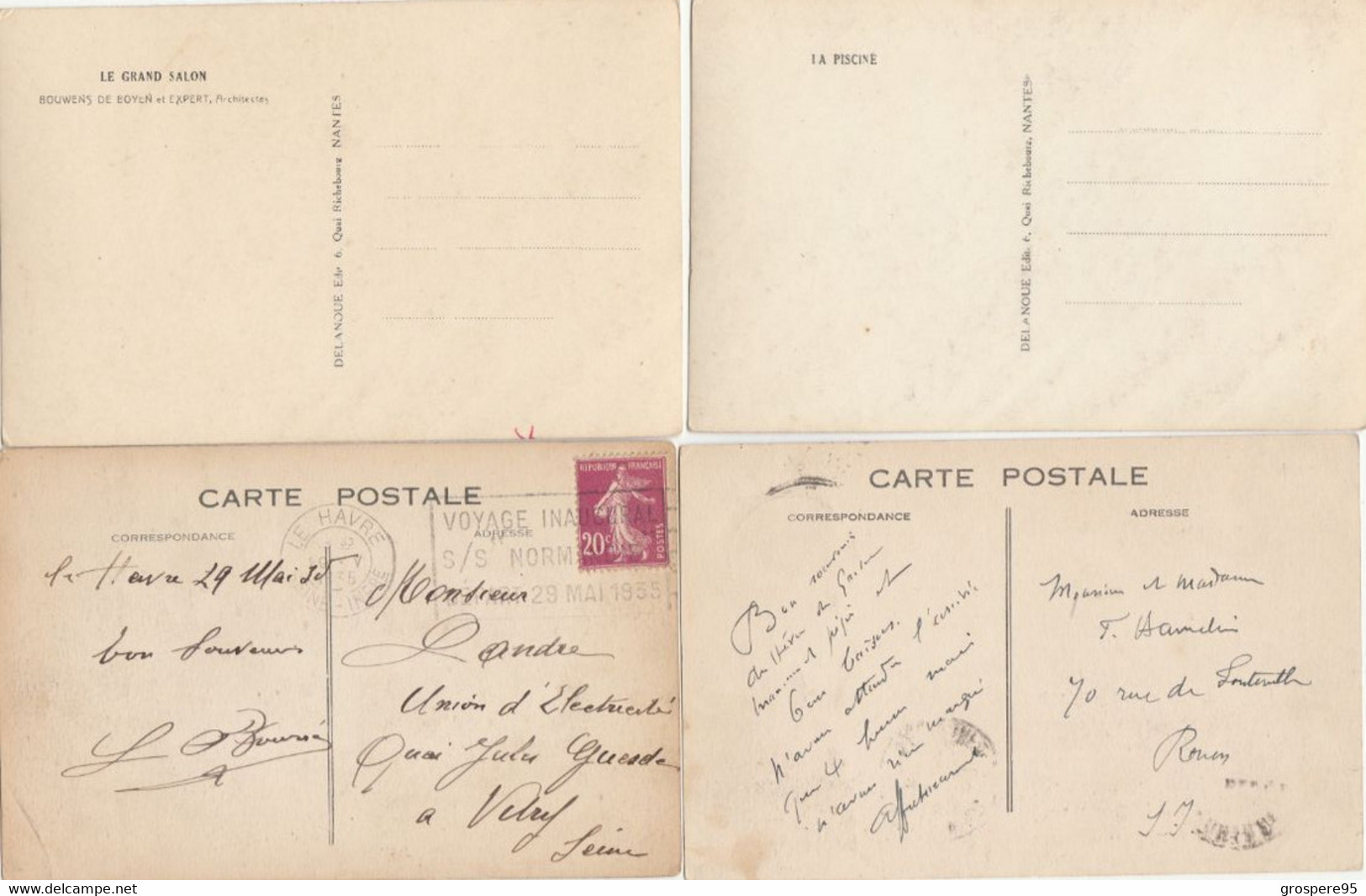 PAQUEBOT NORMANDIE LE HAVRE SOUTHAMPTON NEW YORK LOT 8 CARTES - Steamers