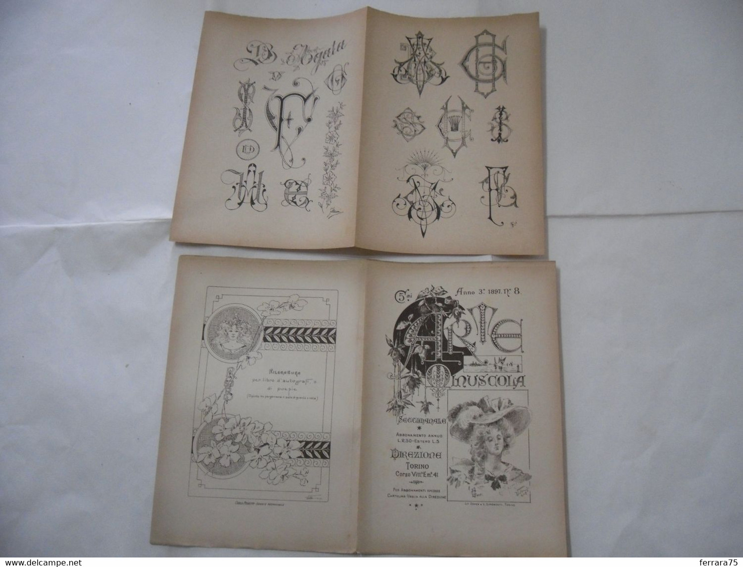 ARTE MINUSCOLA LEZIONE DI DISEGNO ARTE MODA ARALDICA LIBERTY SCRITTURA 1897-71 - Libri Antichi