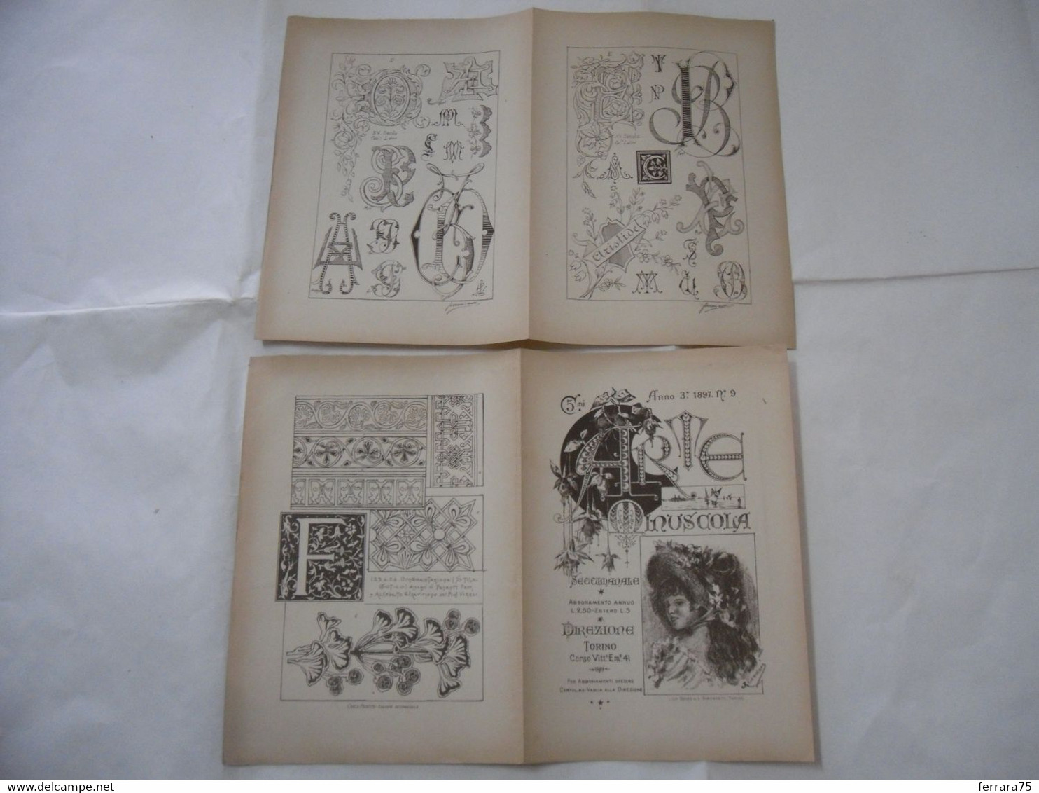 ARTE MINUSCOLA LEZIONE DI DISEGNO ARTE MODA ARALDICA LIBERTY SCRITTURA 1897-72 - Libri Antichi