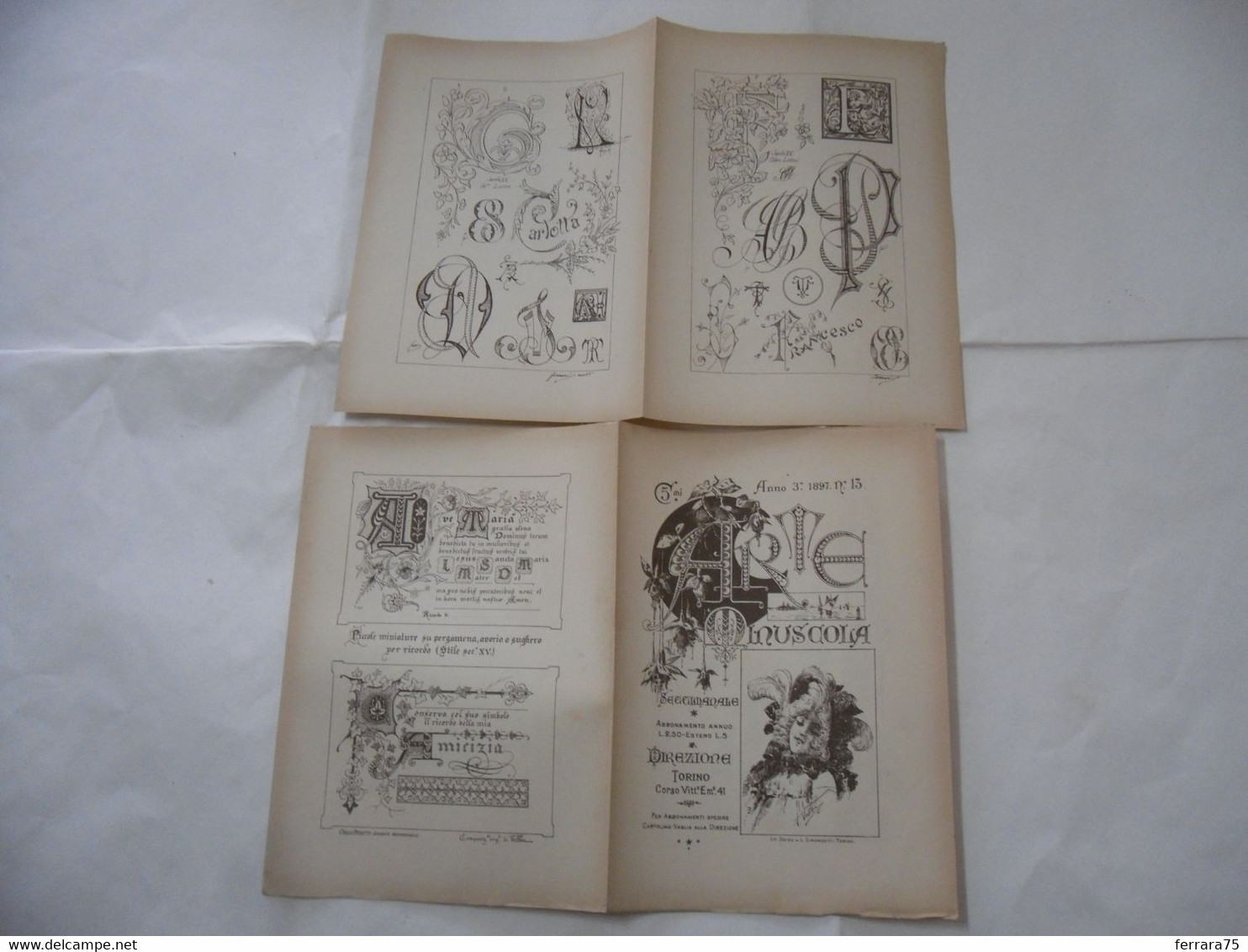 ARTE MINUSCOLA LEZIONE DI DISEGNO ARTE MODA ARALDICA LIBERTY SCRITTURA 1897-76 - Libri Antichi